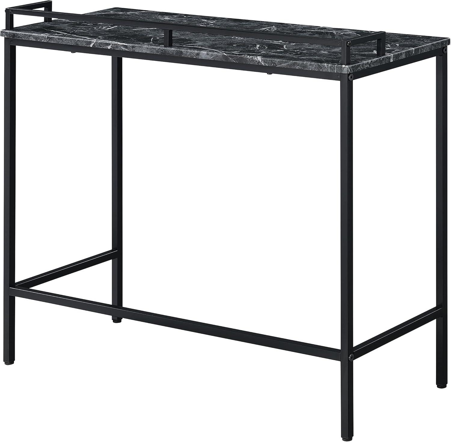 Black Marble MDF Top Console Table with Metal Frame