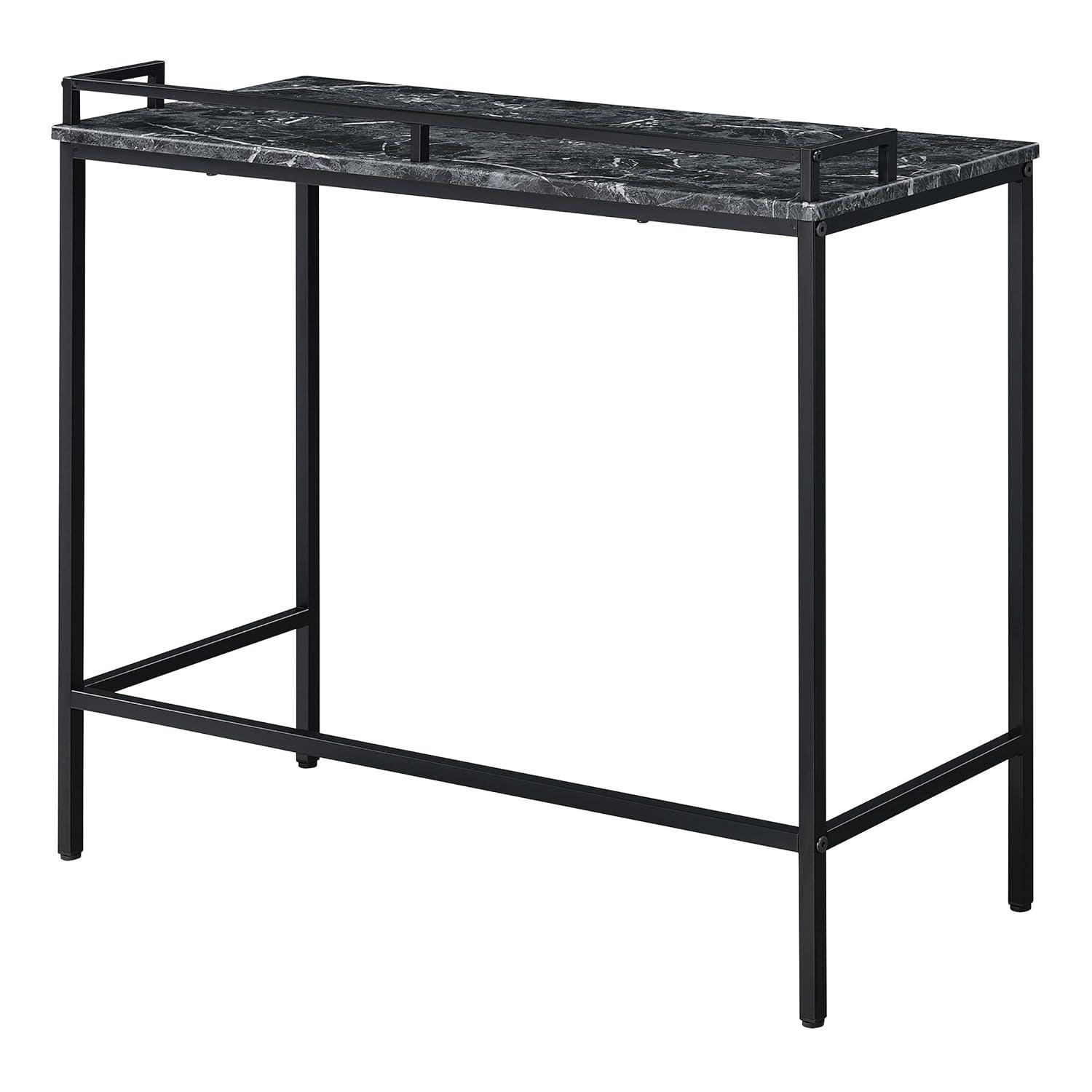 Brighton Console Table in Black Marble Engineered Wood Top and Black Frame