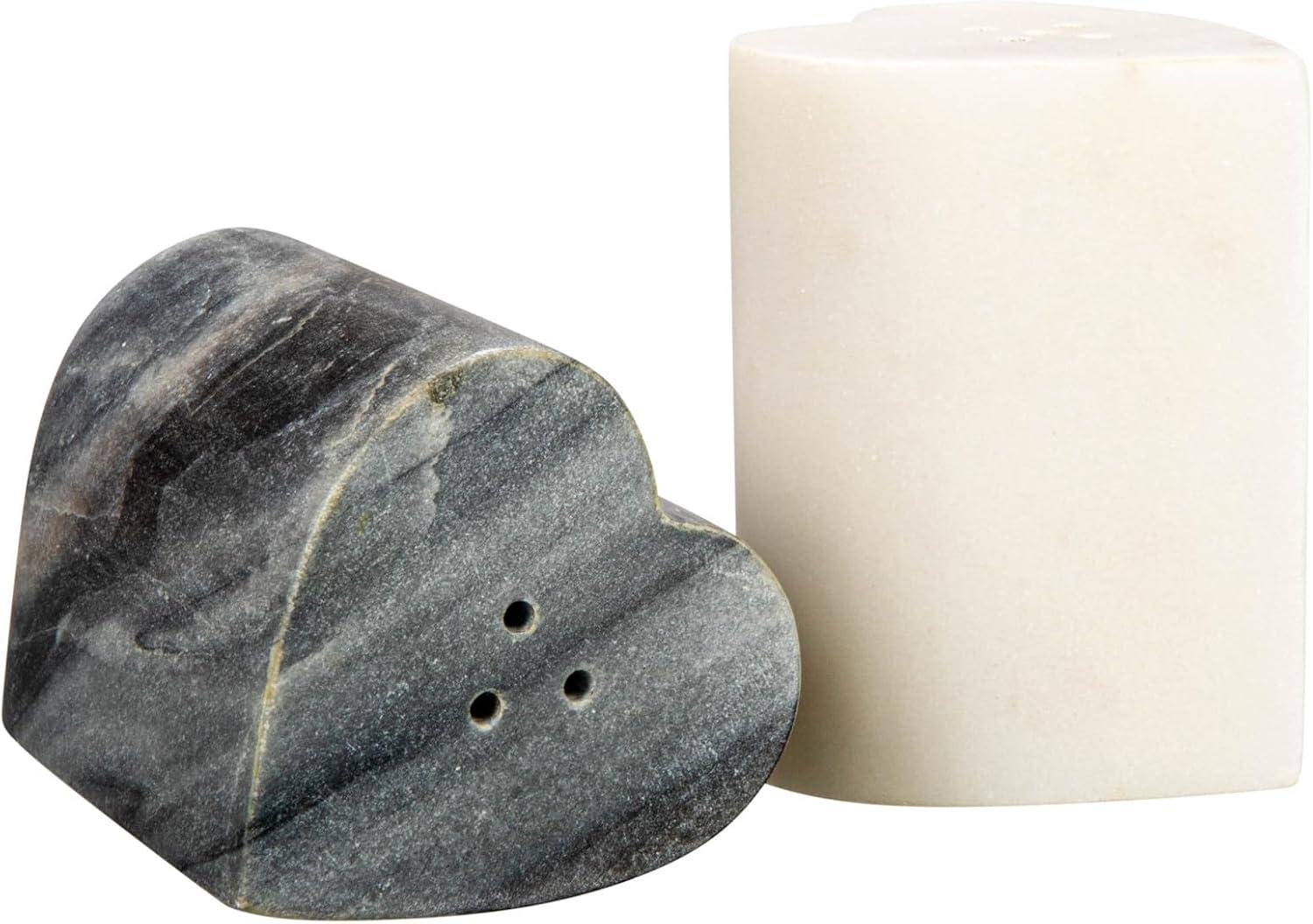 Creative Co-Op Heart-Shaped Marble Salt And Pepper Shakers