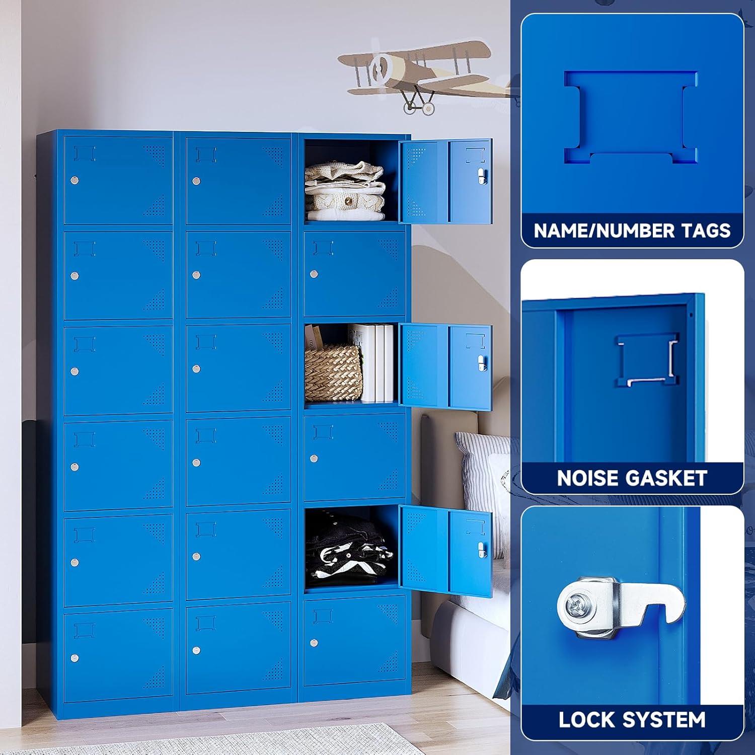 SISESOL Metal Locker Storage Cabinet with Doors and Shelves Metal Lockers with 6 Doors,71" Lockable Small Locker Storage Cabinet for Employees,School, Office, Home, Gym (Gray)