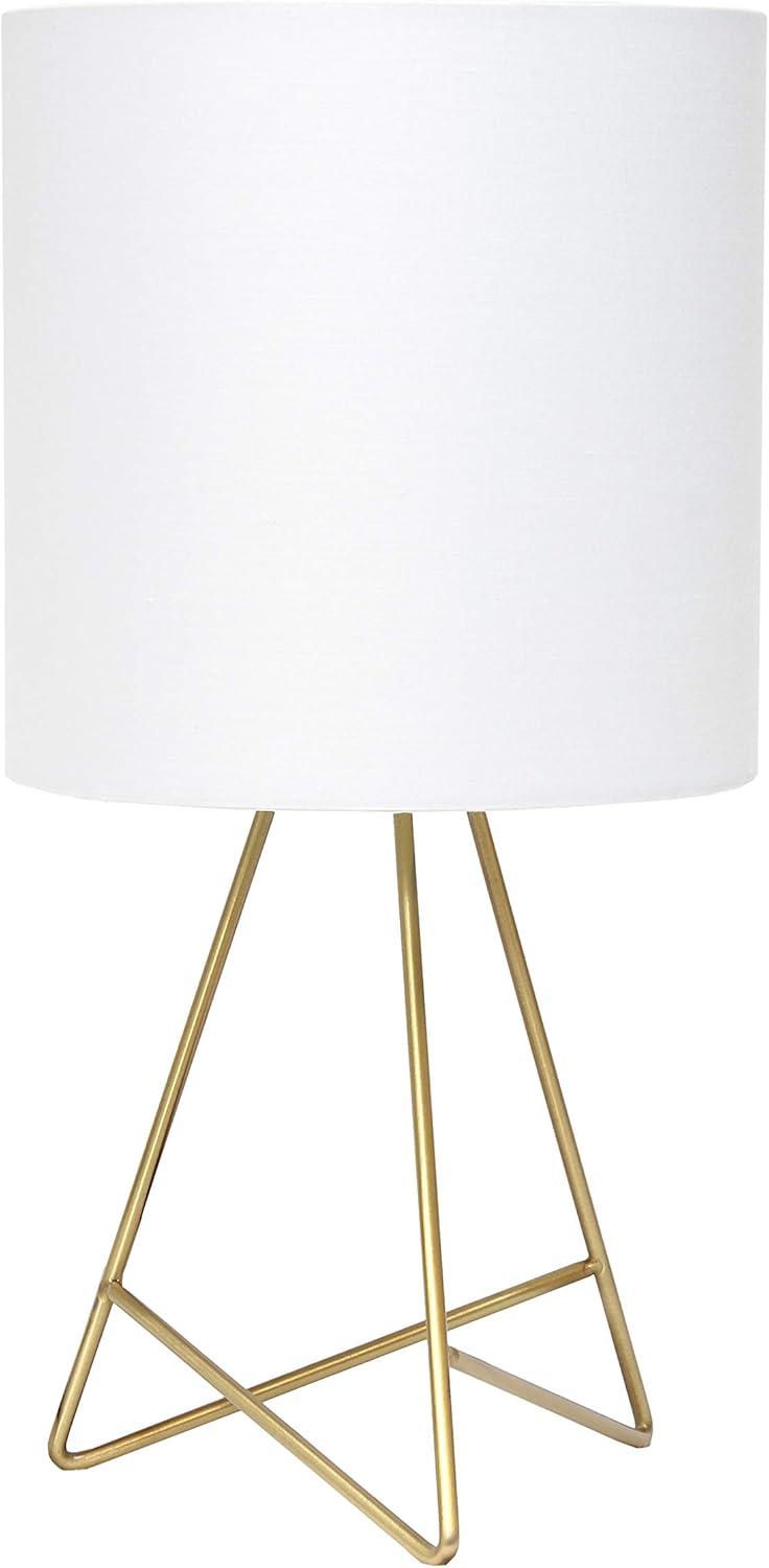 Gold Metal Table Lamp with White Fabric Shade