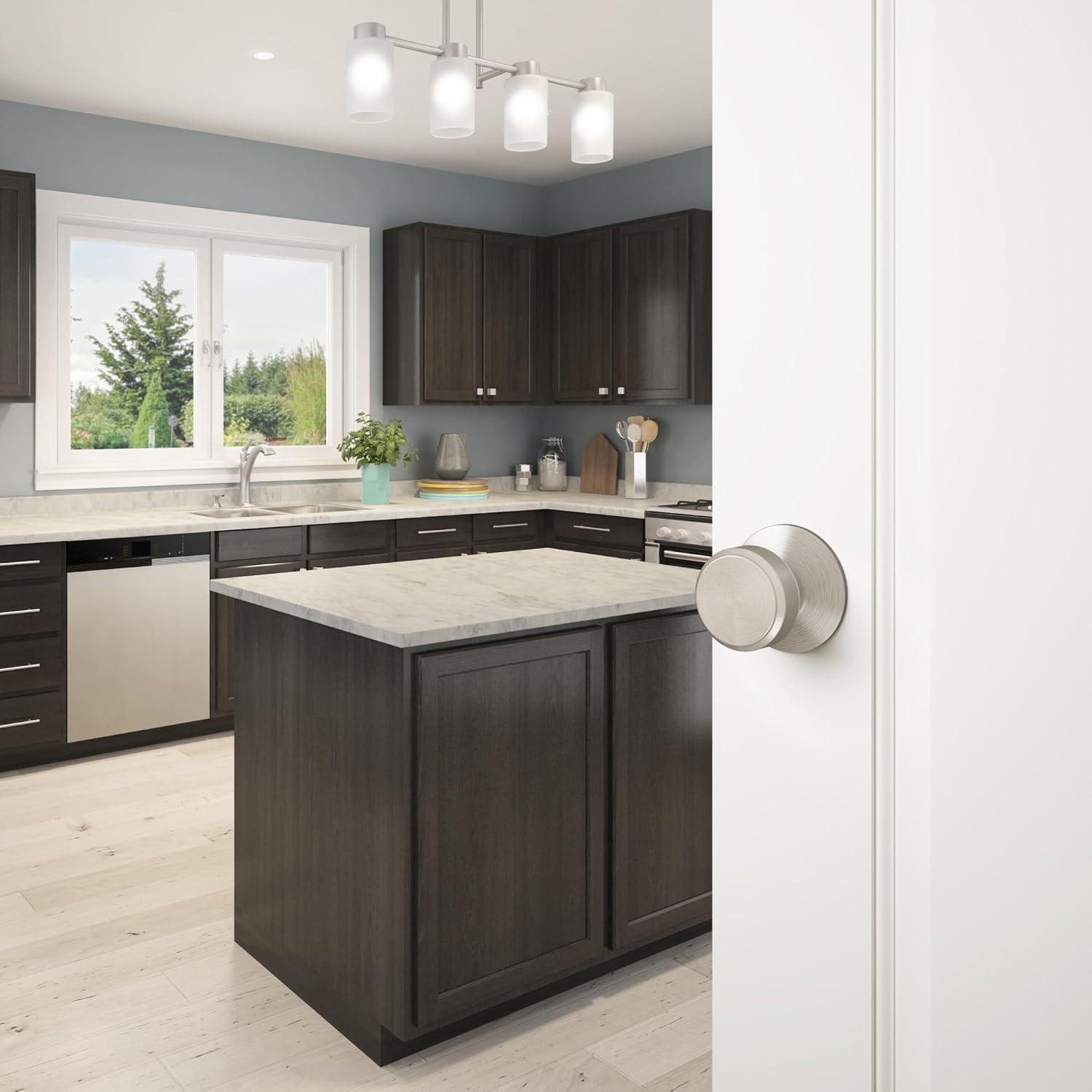 Schlage F10 BWE 619 Bowery Door Knob, Hall & Closet Passage Lock, Satin Nickel