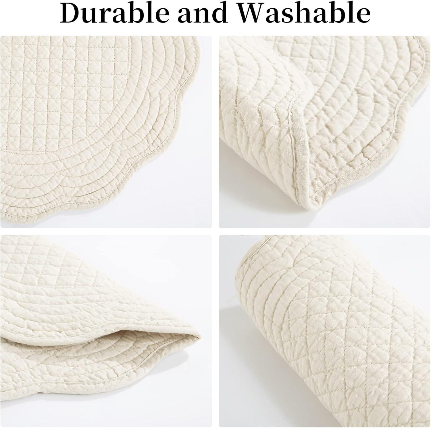 QUALITY FLOORING INC. Quilted Placemats Set Of 6 Washable Round Placemats For Kitchen Table-100% Cotton Fabric  Round Table Mats