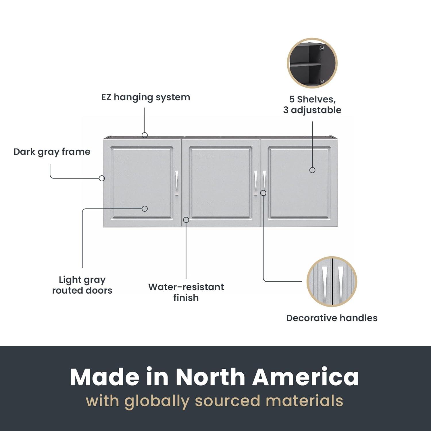 Kendall 54" Wall Cabinet, Graphite Gray/Light Gray