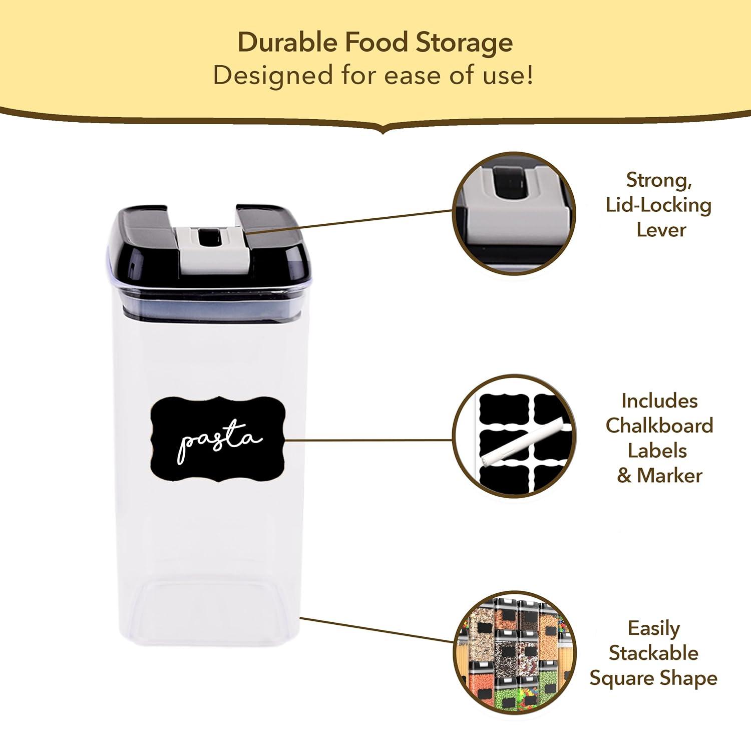 Simply Gourmet Food Storage Containers for Kitchen Organization - Pack of 7 BPA-Free Airtight Organizers for Flour, Sugar, Coffee & More - Includes Labels & Marker 7pack