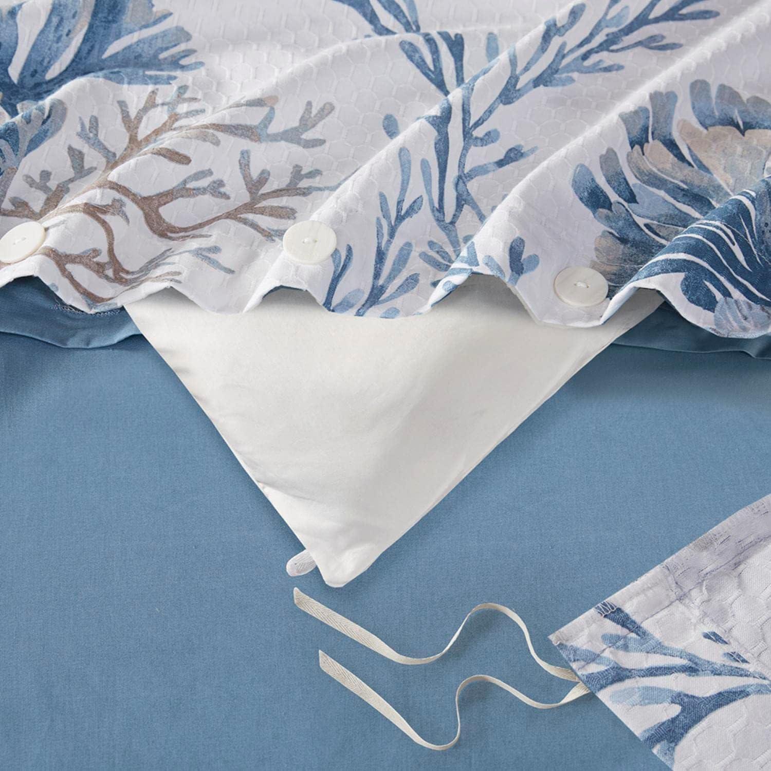 Blue/Brown Cotton Coastal 5 Piece Duvet Cover Set