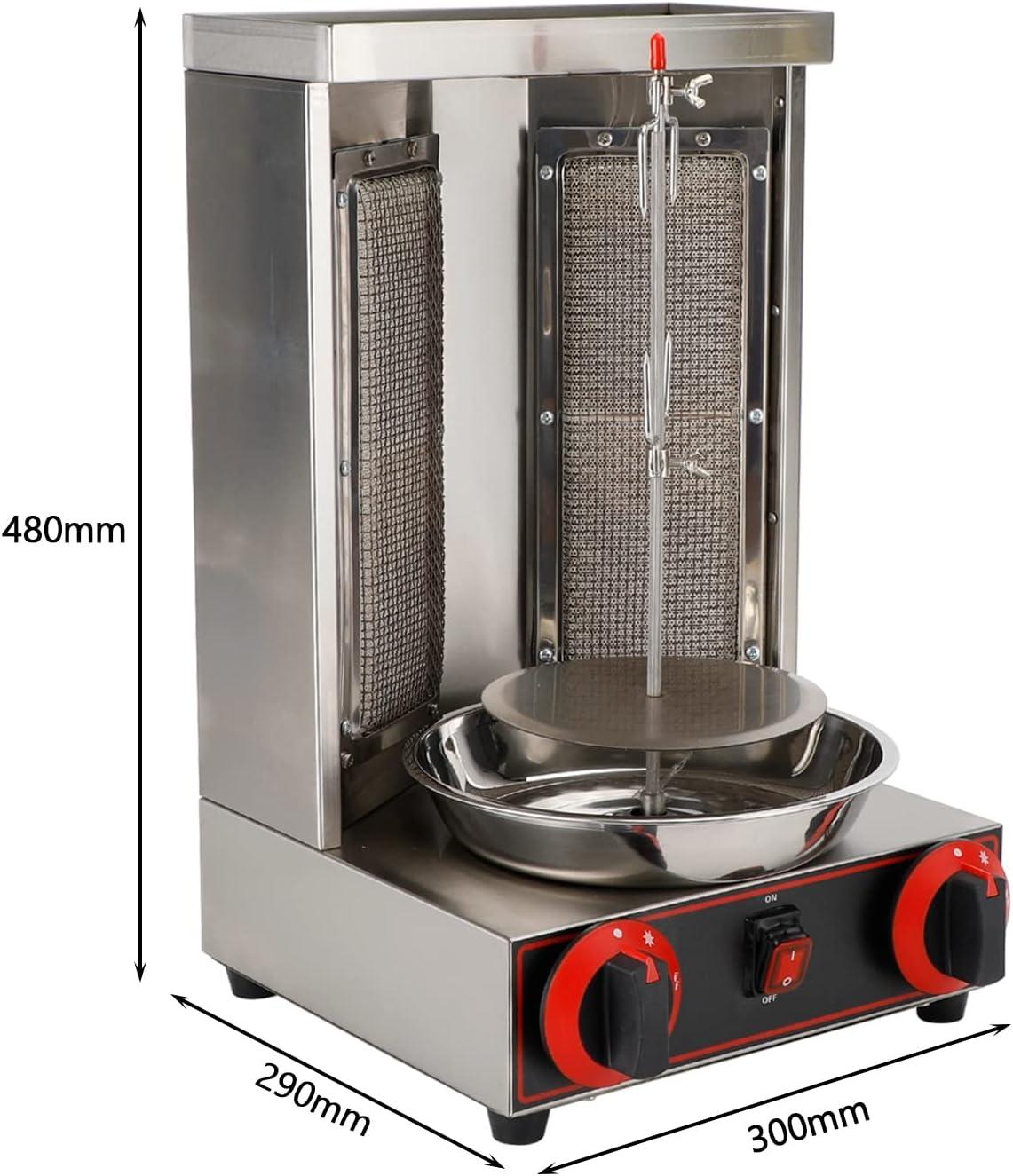 TOPTENG 110V 2000W Commercial Electric Vertical Gas Shawarma Broiler Machine Spinning Doner Kebab Gyro Grill Machine, Rotisserie Doner Kebab Gyro Grill Device for Restaurant Dinner Home Kitchen