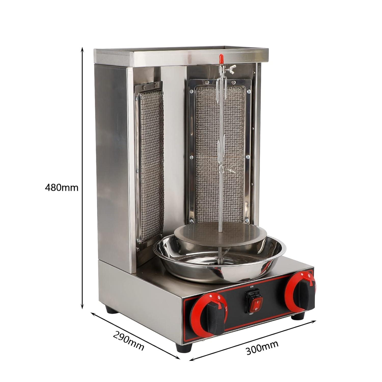 TOPTENG 110V 2000W Commercial Electric Vertical Gas Shawarma Broiler Machine Spinning Doner Kebab Gyro Grill Machine, Rotisserie Doner Kebab Gyro Grill Device for Restaurant Dinner Home Kitchen