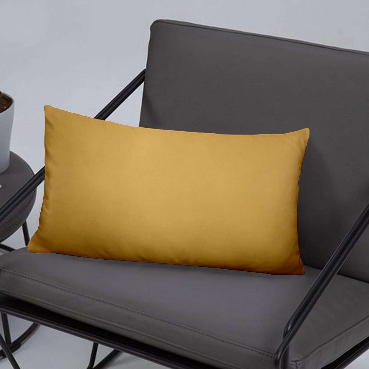 A1HC Set of 2 Luxurious Fine Soft Velvet Throw Pillow Covers Only, Vibrant Colors and Hidden YKK Zipper. Enhance your Living Space with Decorative Couch Pillow 12"x20", Mustard Yellow