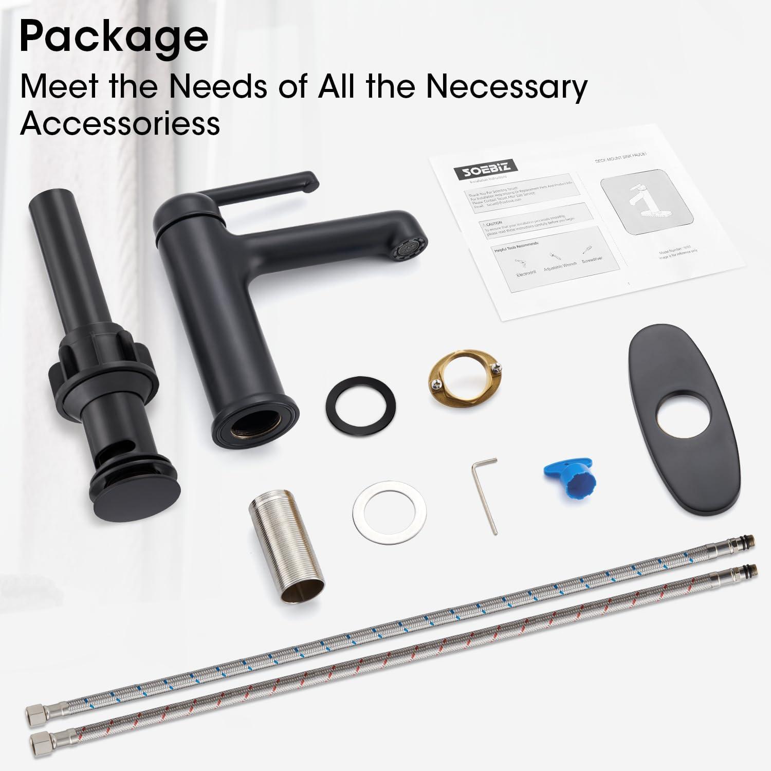 PRIMICOL YYY5G1D Bathroom faucet single hole with pop-up drain for 1-hole or 3-hole installation