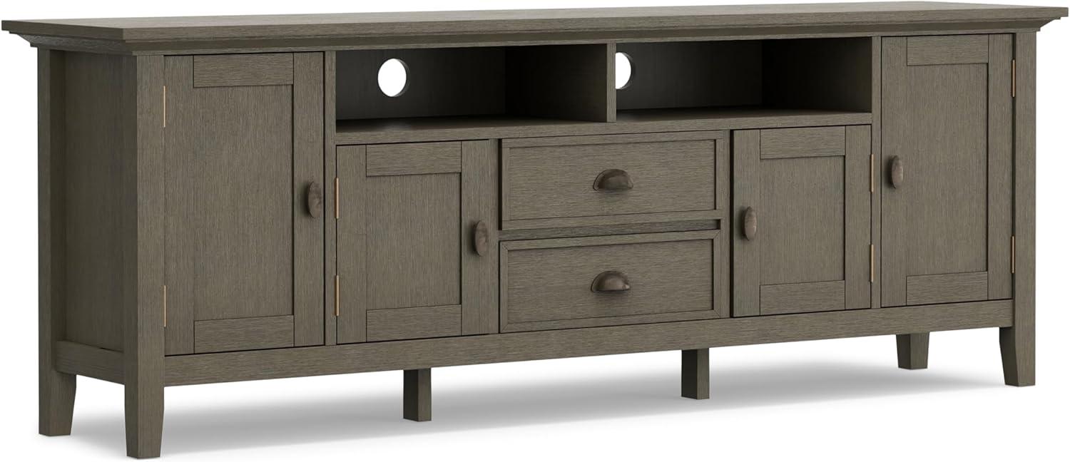 Farmhouse Grey Solid Wood 72" TV Media Stand with Cabinets