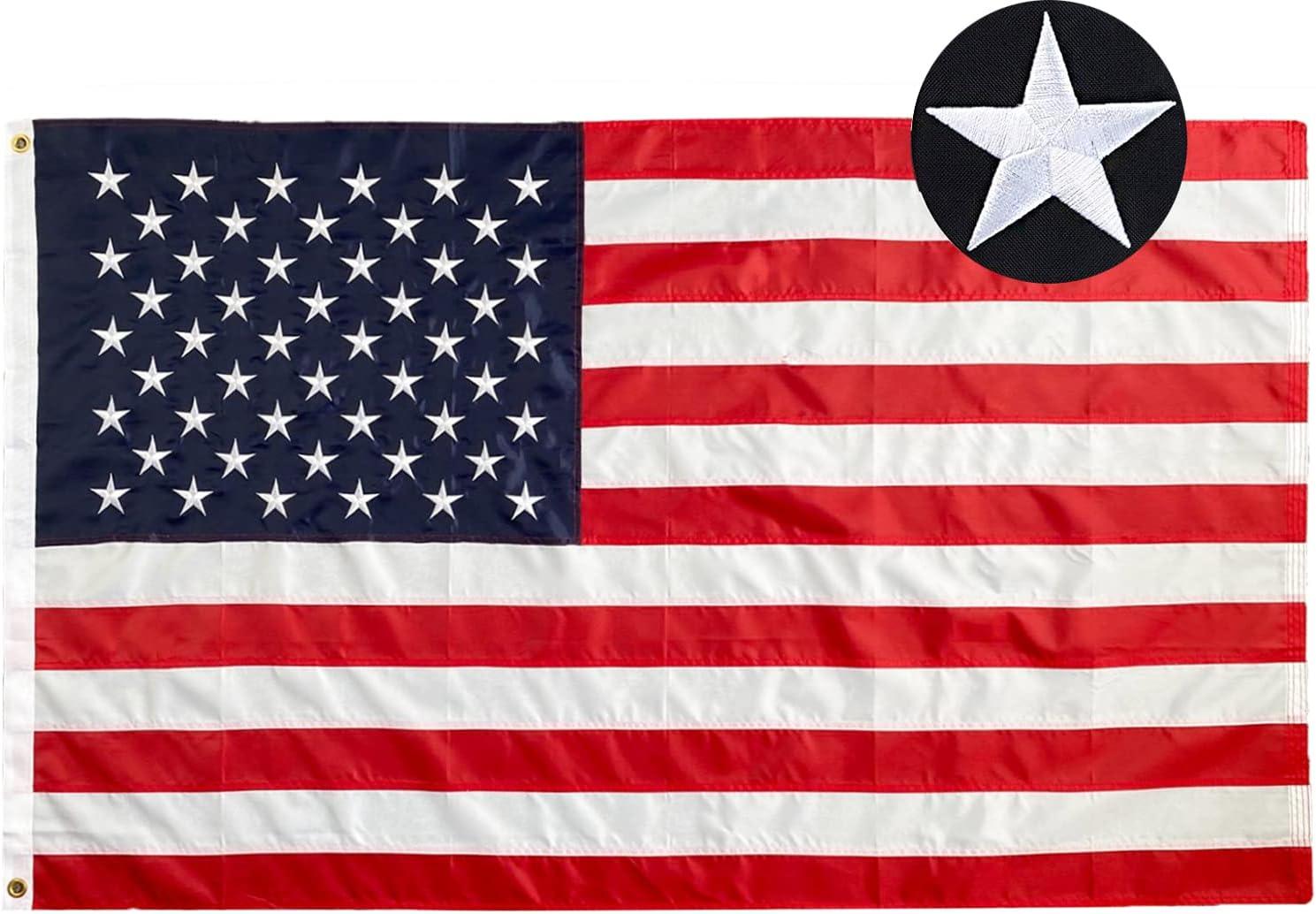 American flag USA flag 3x5FT-Embroidered Stars Flag Double Stitched Sewn Stripes Outdoors Indoors Heavy Duty flag Brass Grommets Banner