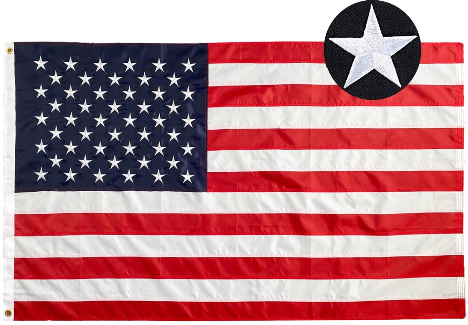American flag USA flag 3x5FT-Embroidered Stars Flag Double Stitched Sewn Stripes Outdoors Indoors Heavy Duty flag Brass Grommets Banner