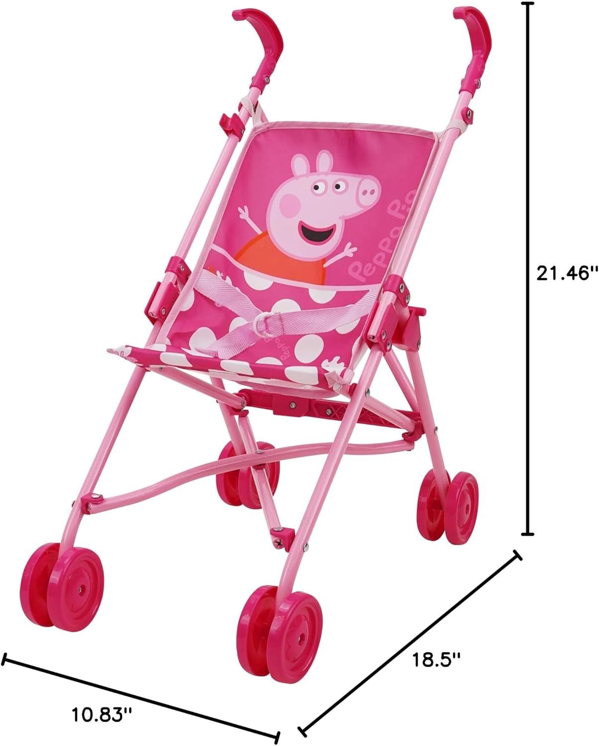 Peppa Pig: Doll Umbrella Stroller in Pink & White Dots