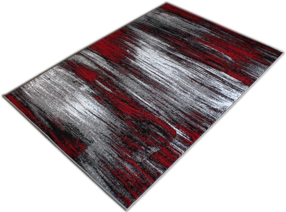 6' x 9' Red and Gray Ombre Synthetic Area Rug