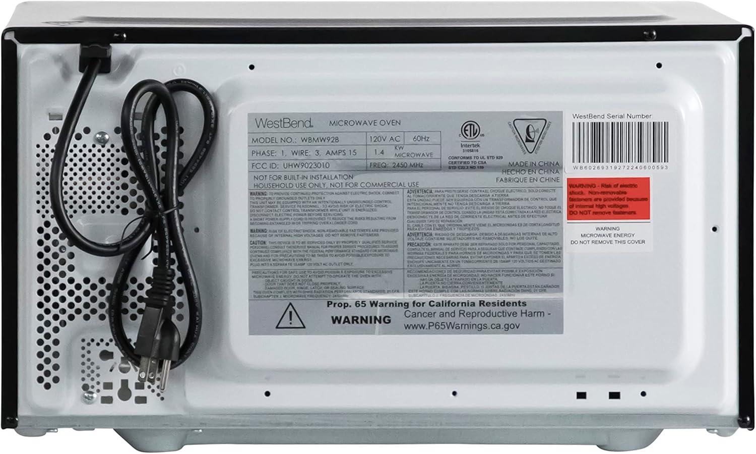 West Bend WBMW92B West Bend 0.9 cu. ft. Microwave Oven