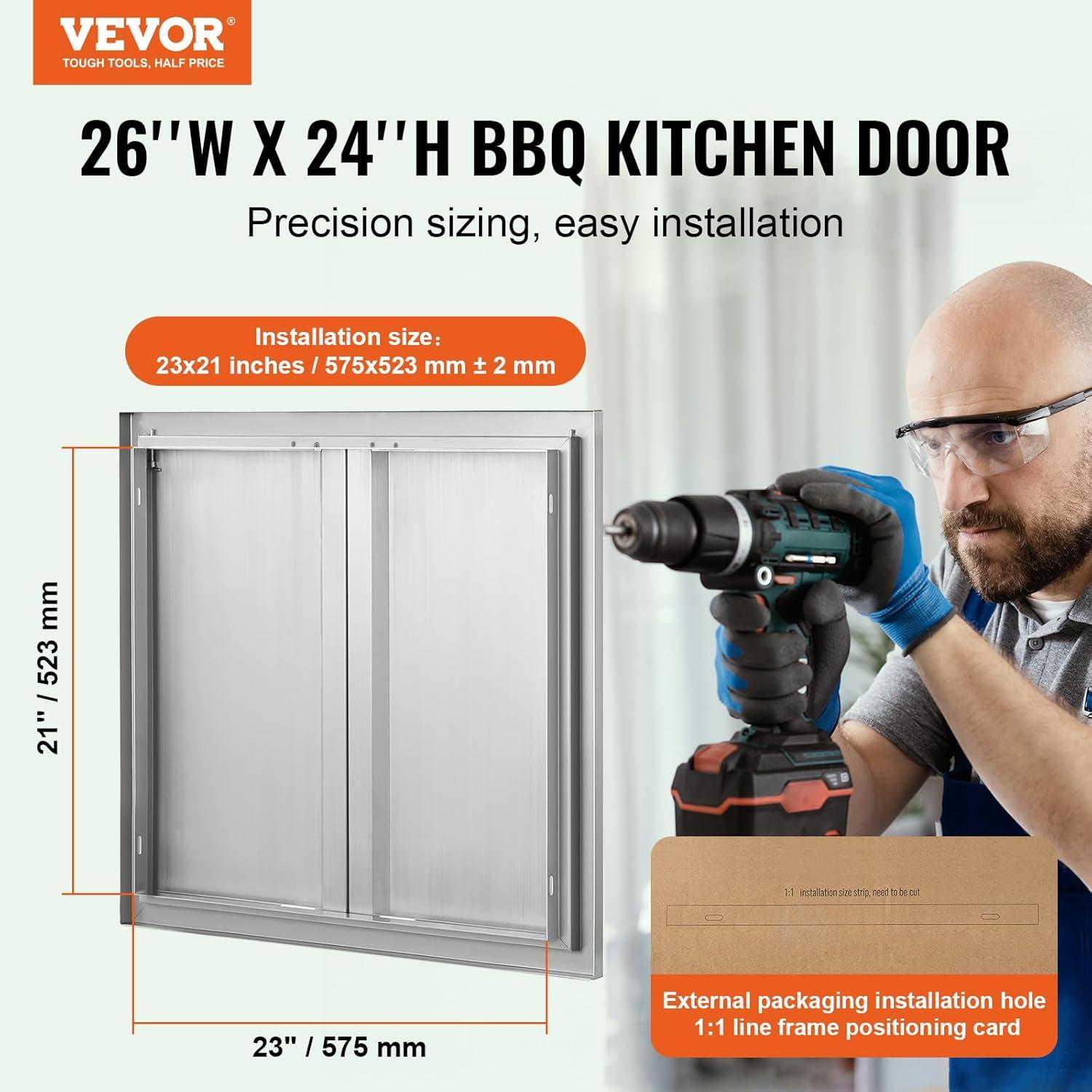 VEVOR 26x24 Inch BBQ Island Access Door Outdoor Kitchen Door Stainless Steel