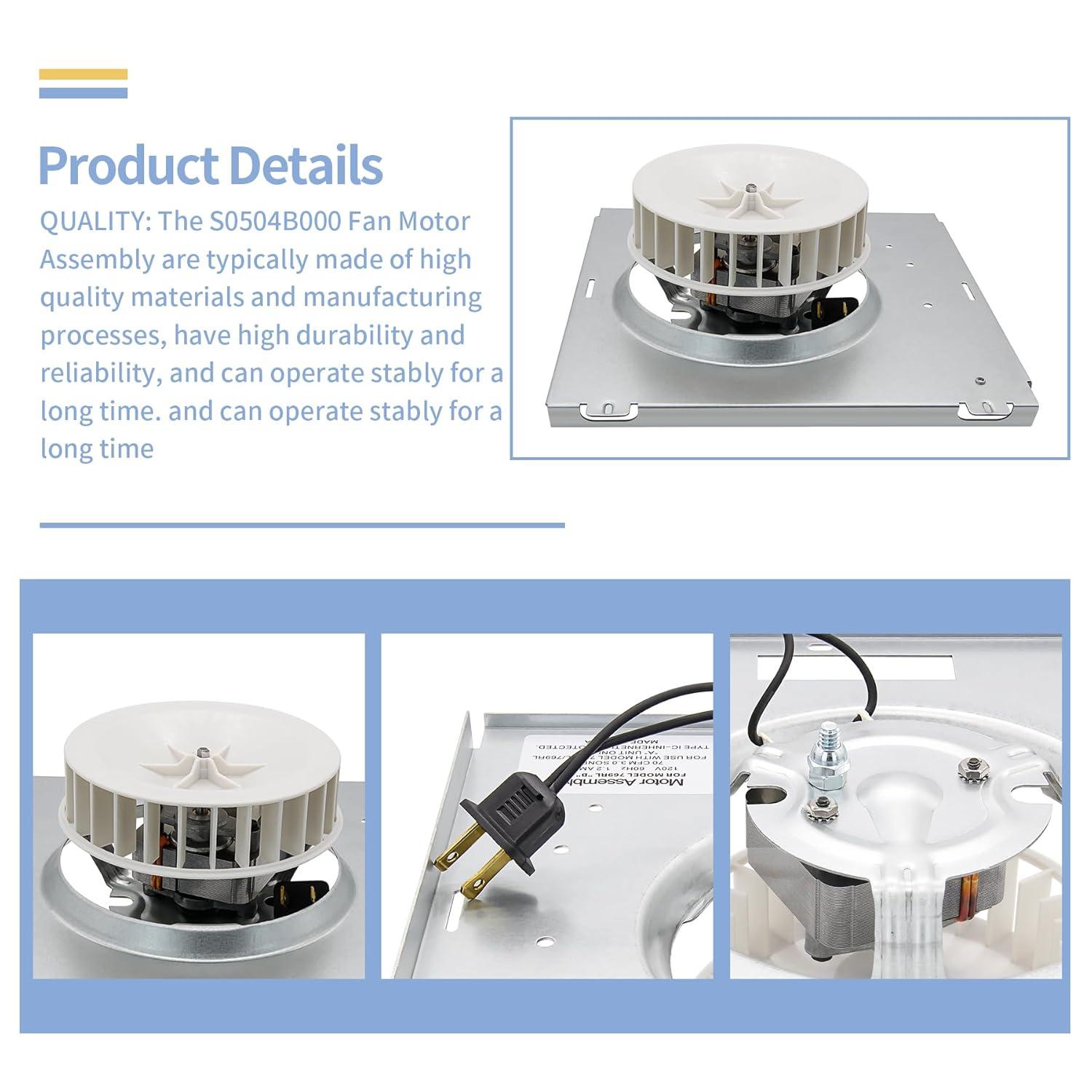S0504B000 Bathroom Fan Motor Assembly Compatible with Bro-an Nutone 769RL for B Unit, Repalce Models 757, 769RFT-R01, 769RL, 769RL-R01 and VF707RCN. 765RL