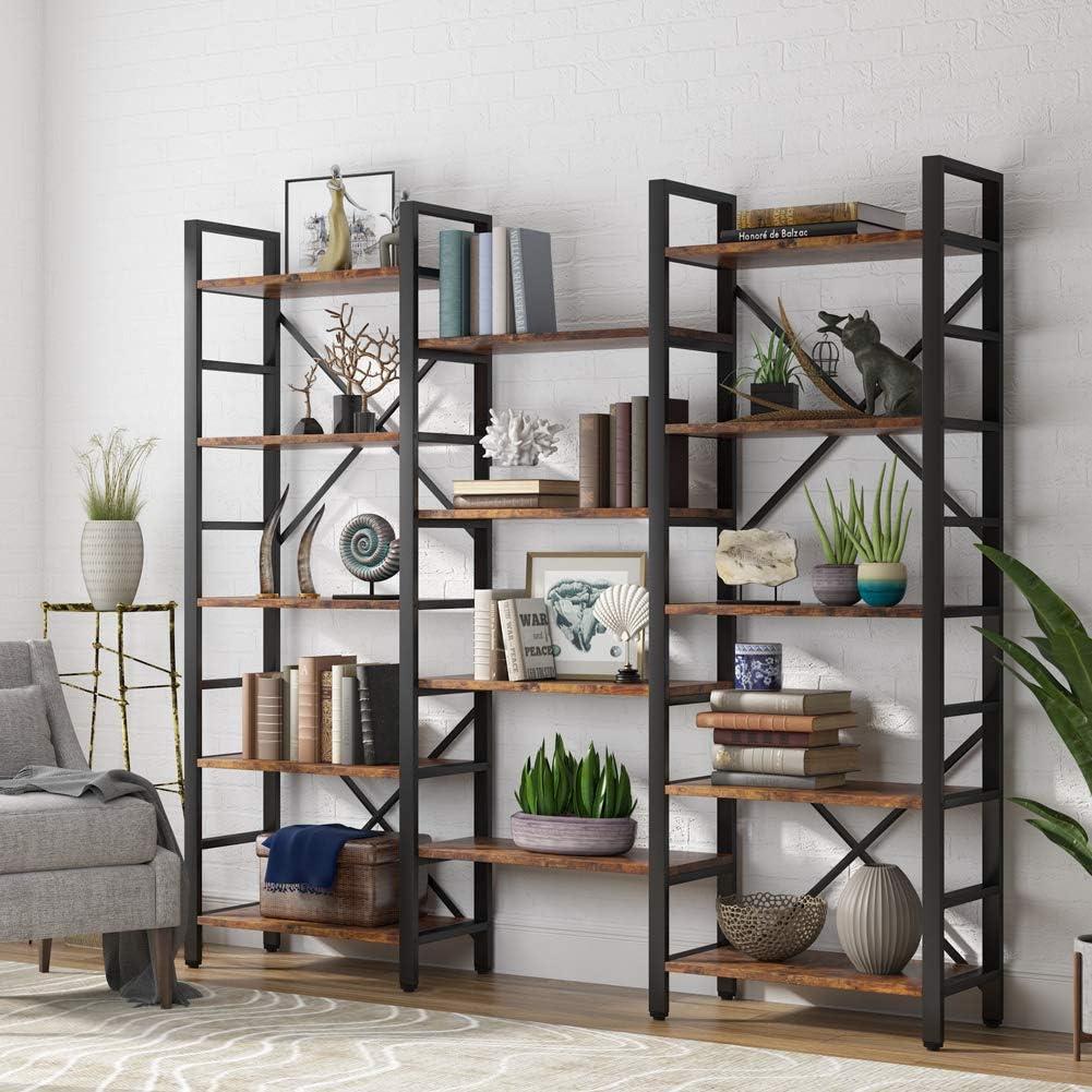 Tribesigns Triple Wide 5-Shelf Bookcase, Etagere Large Open Bookshelf