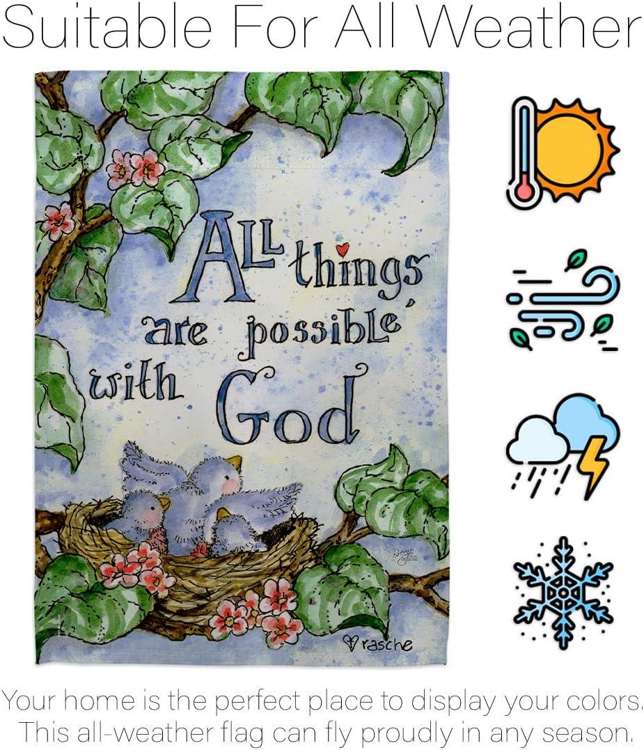 Breeze Decor 15110 All Things Are Possible with God 2-Sided Vertical Impression House Flag - 28 x 40 in.