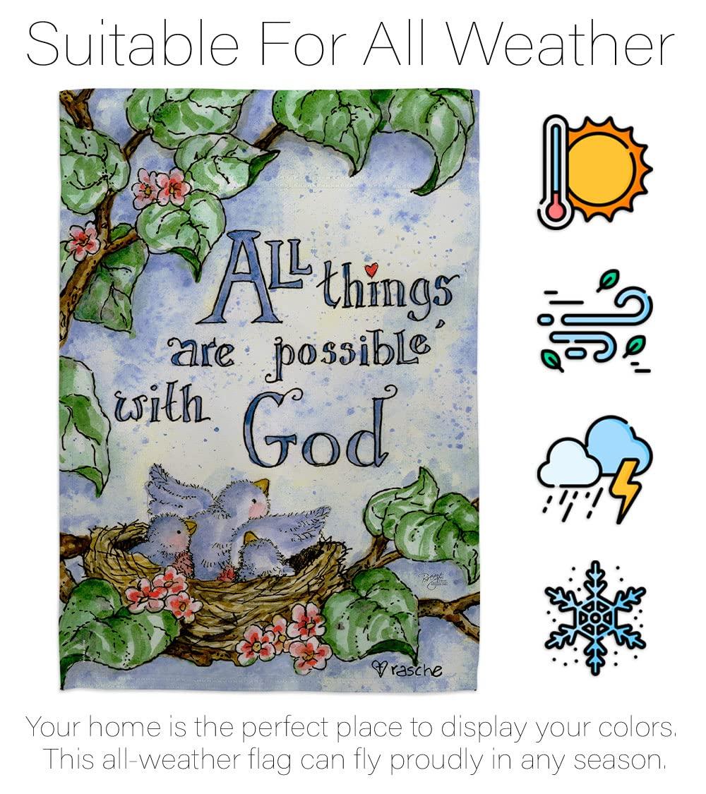 Breeze Decor 15110 All Things Are Possible with God 2-Sided Vertical Impression House Flag - 28 x 40 in.