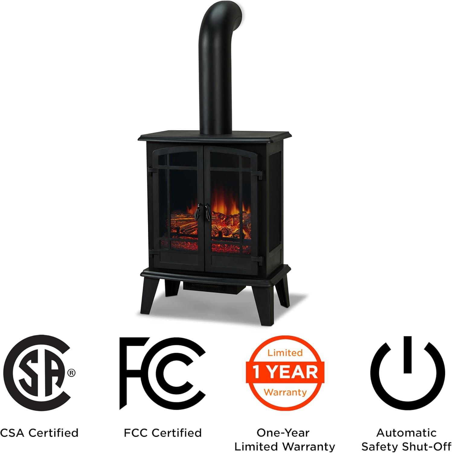 Real Flame Contemporary Metal Foster Stove Electric Fireplace in Black