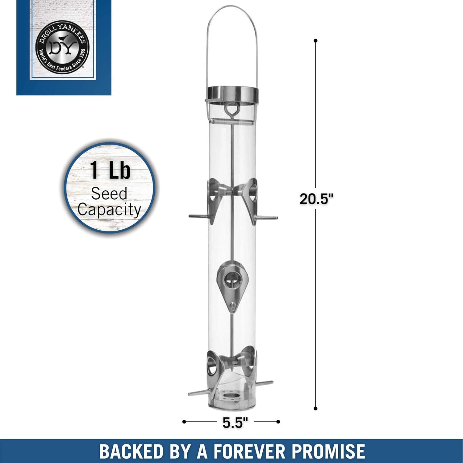 22-Inch Clear and Silver Squirrel Resistant Tube Bird Feeder