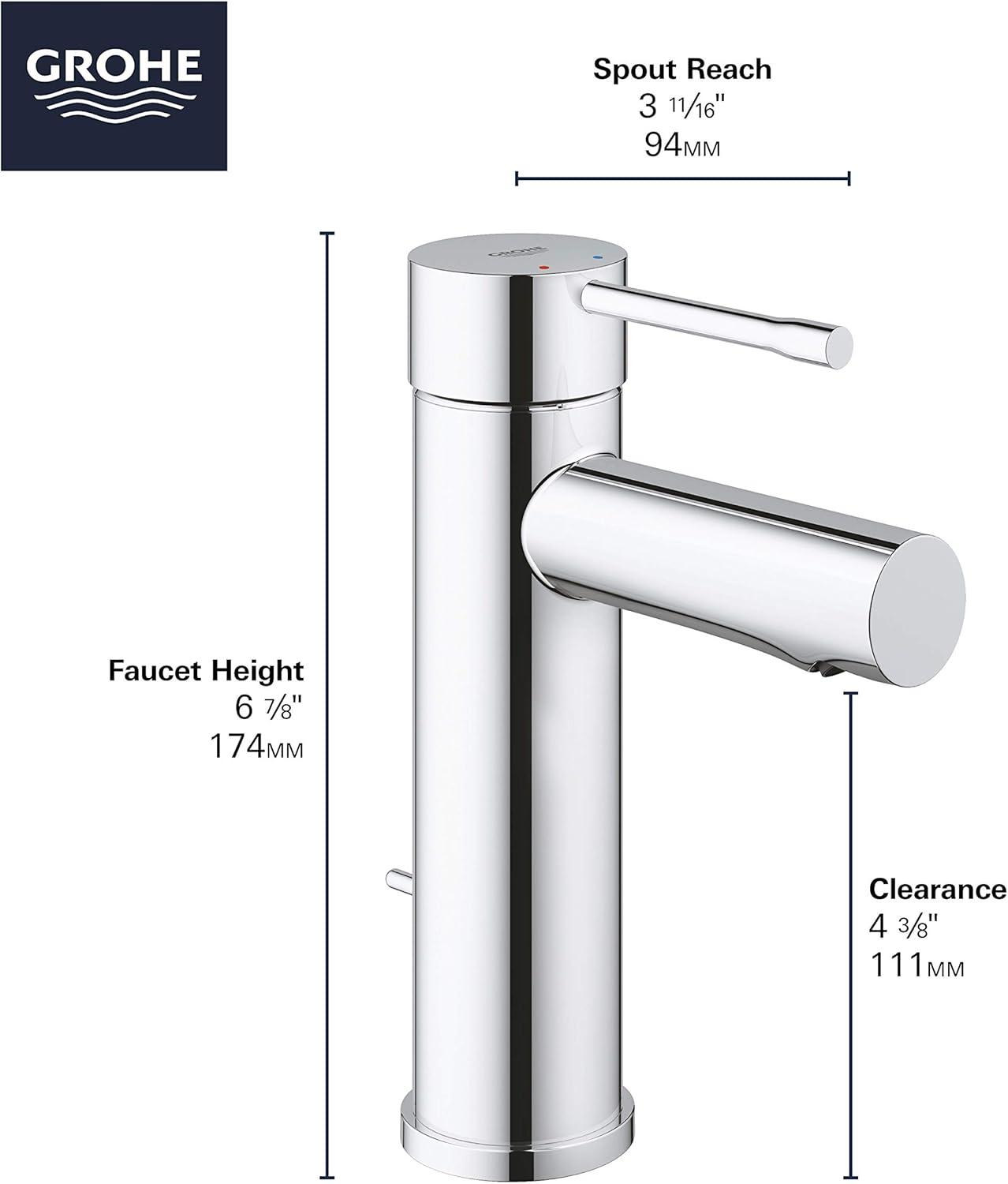 Essence Modern 6 7/8" Chrome Single Hole Faucet with Drain Assembly