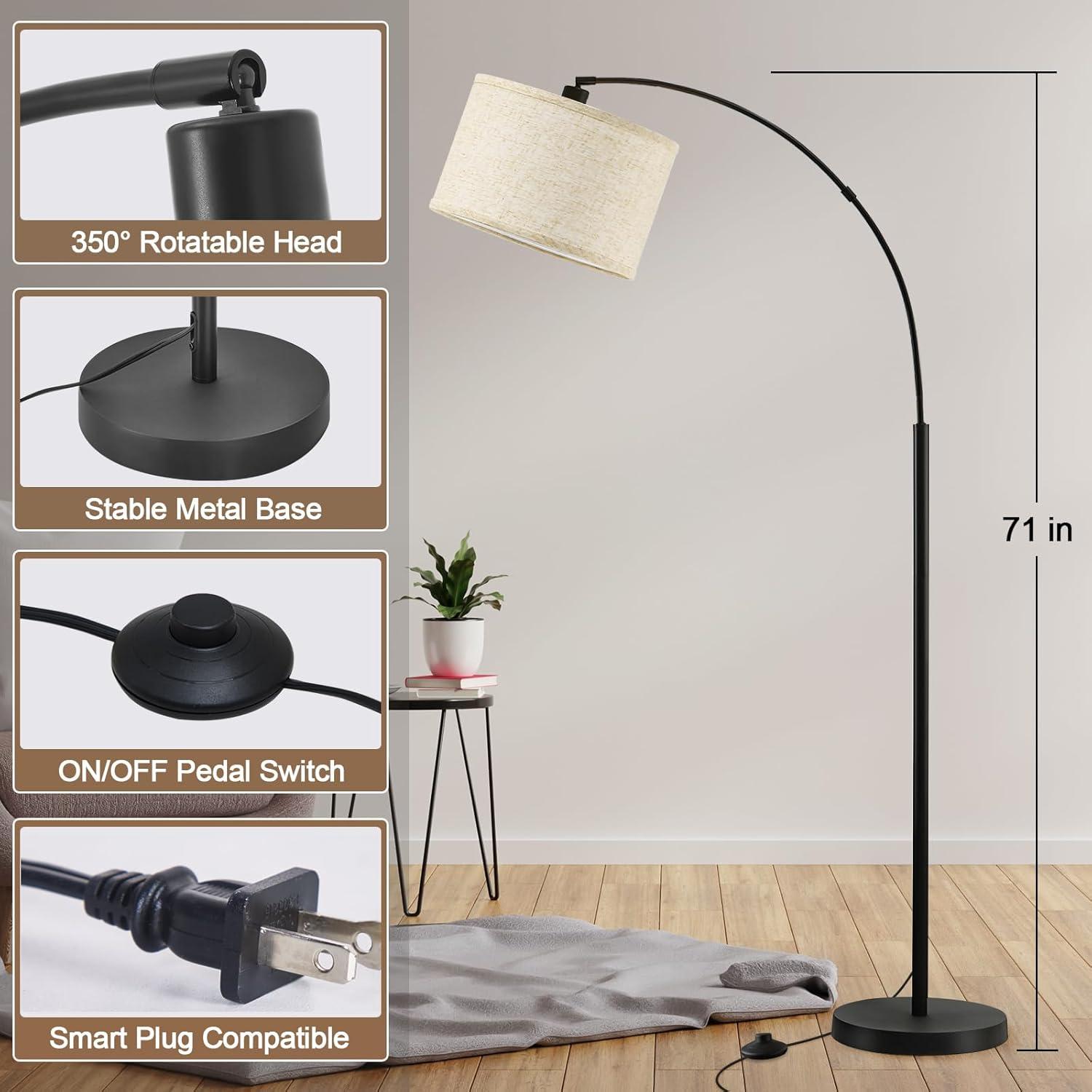 Mercer41 Vondal Arc Floor Lamps for Living Room Lighting, Modern Arched Lamp with Foot Switch