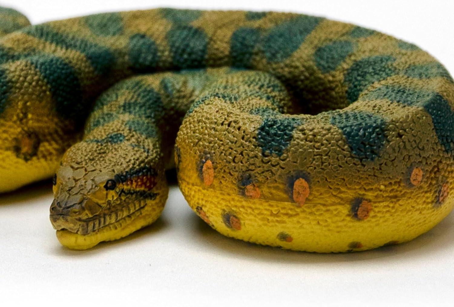 Green and Yellow Plastic Anaconda Snake Figurine Toy
