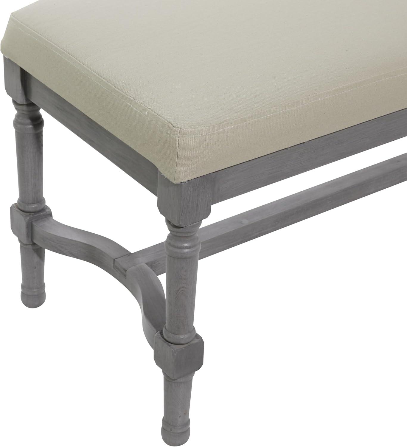 DecMode Wood Bench with Burlap Seat, Gray