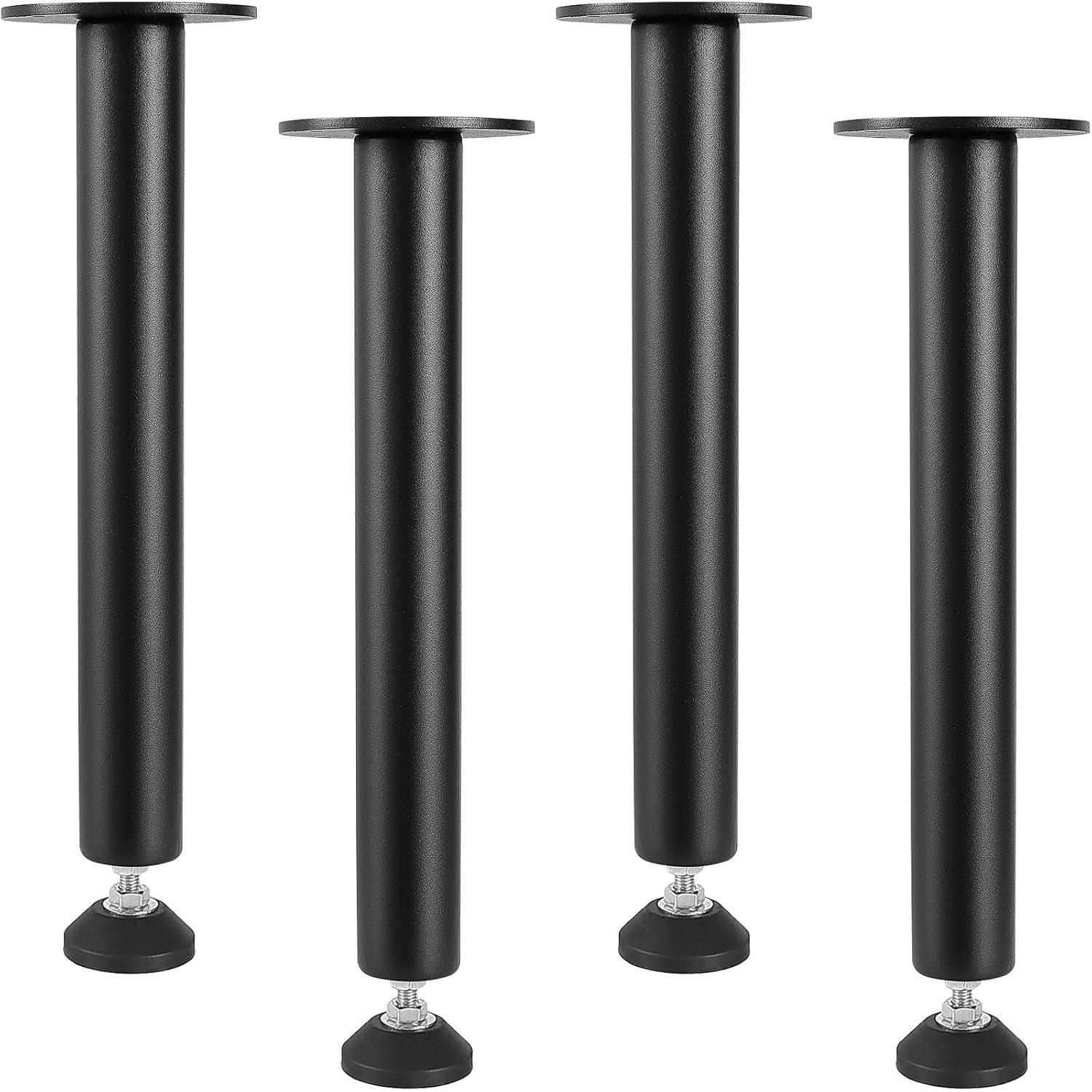 Symple Stuff Adjustable Desk Legs, Reinforced Steel Office Table Furniture legs Set of 4 for DIY, 1200 lbs Load Capacity Heavy Duty Desk Legs, Quick Instalation Legs with Adjustable Foot Cup Black (Set of 4)