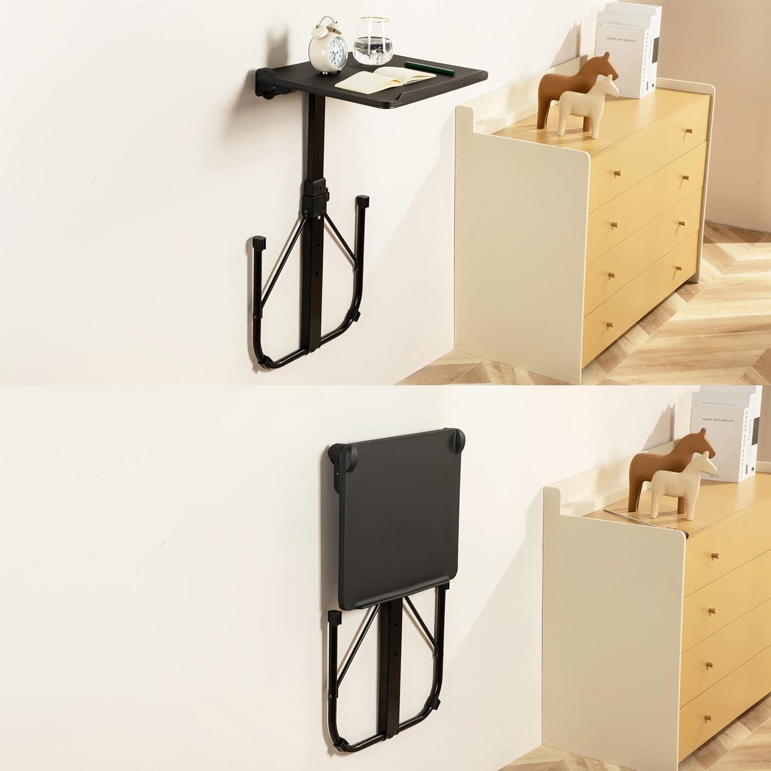 Black Adjustable Folding TV Tray Table with Metal Frame