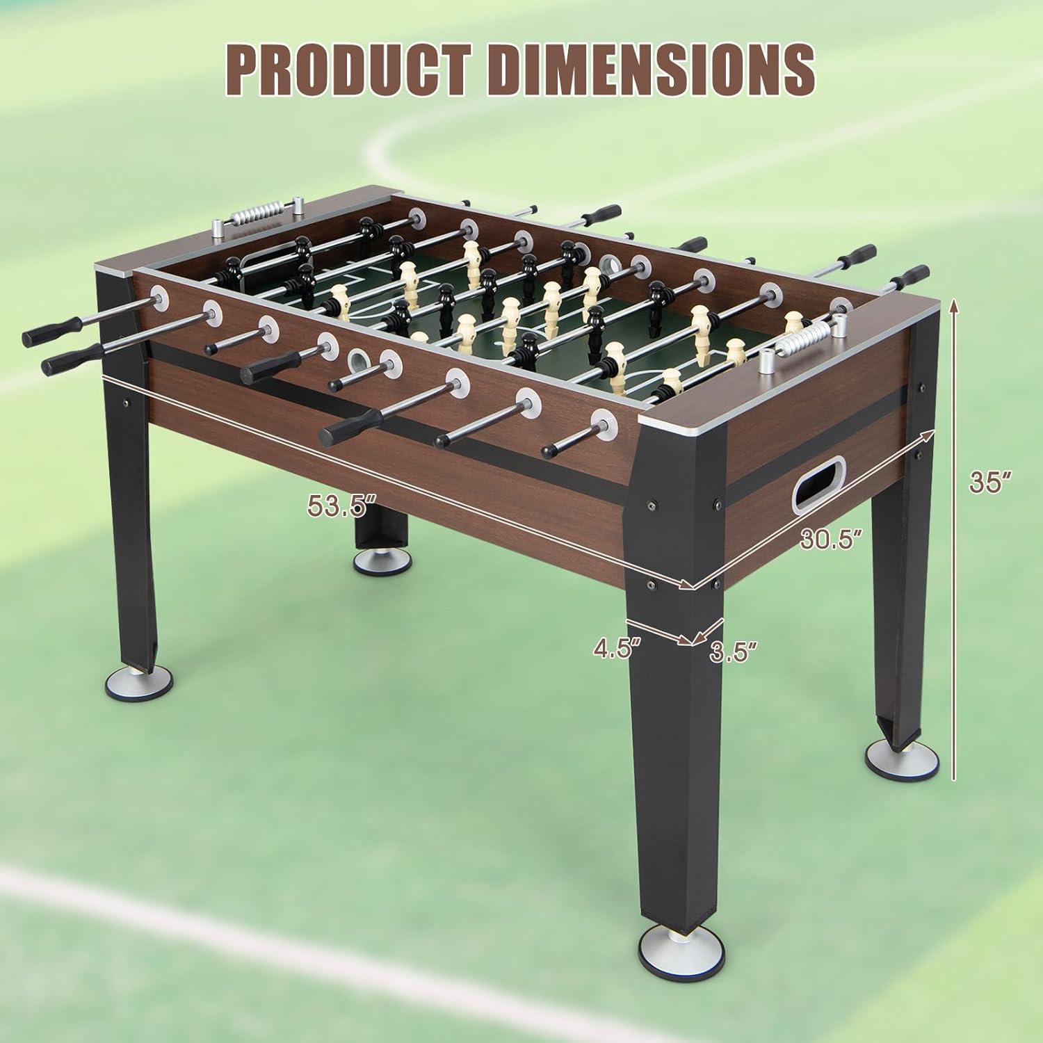 54" Black and Brown Wood Foosball Table with Metal Legs