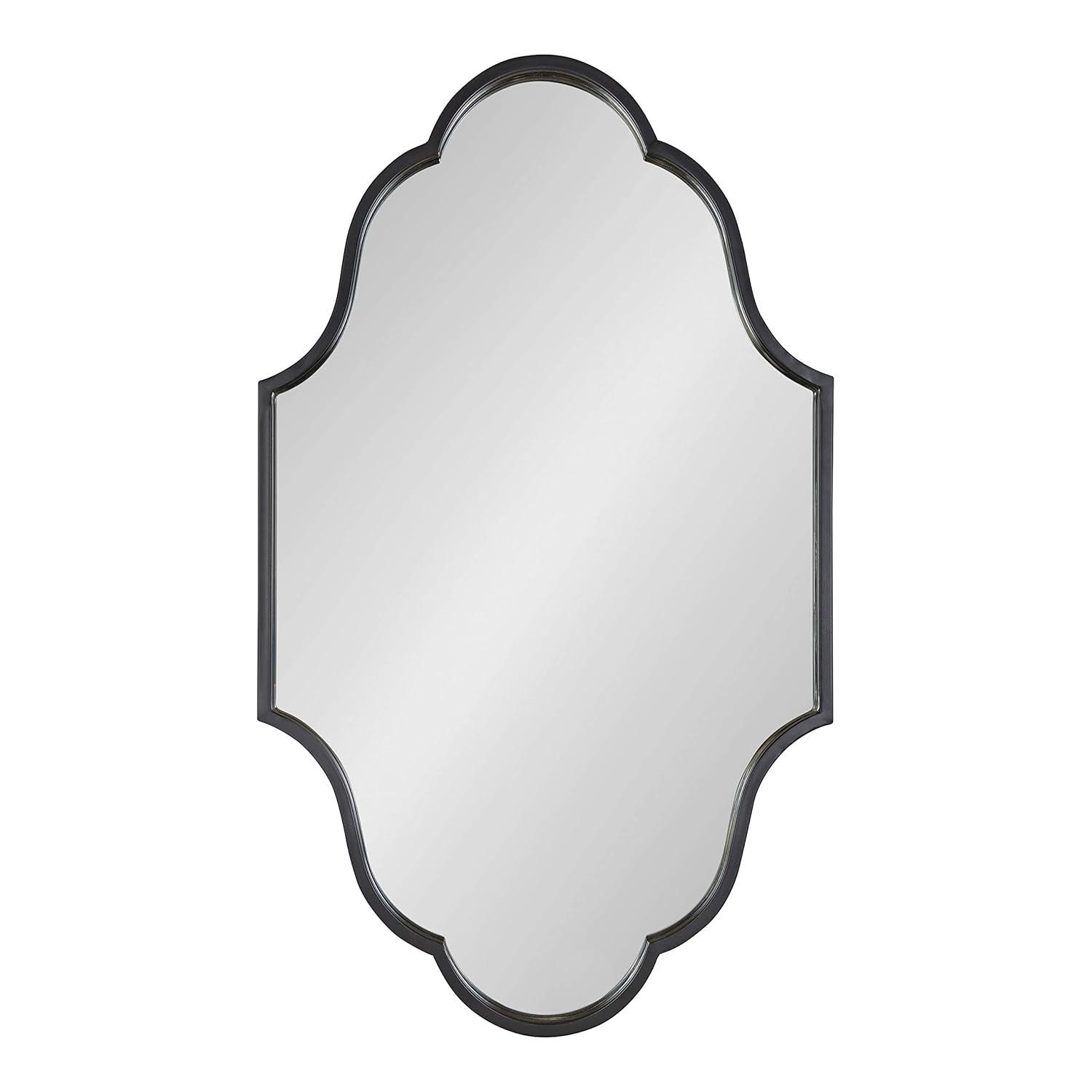 24"x37" Rowla Framed Decorative Wall Mirror Black - Kate & Laurel: Oval, Scalloped Edge, Vintage Design