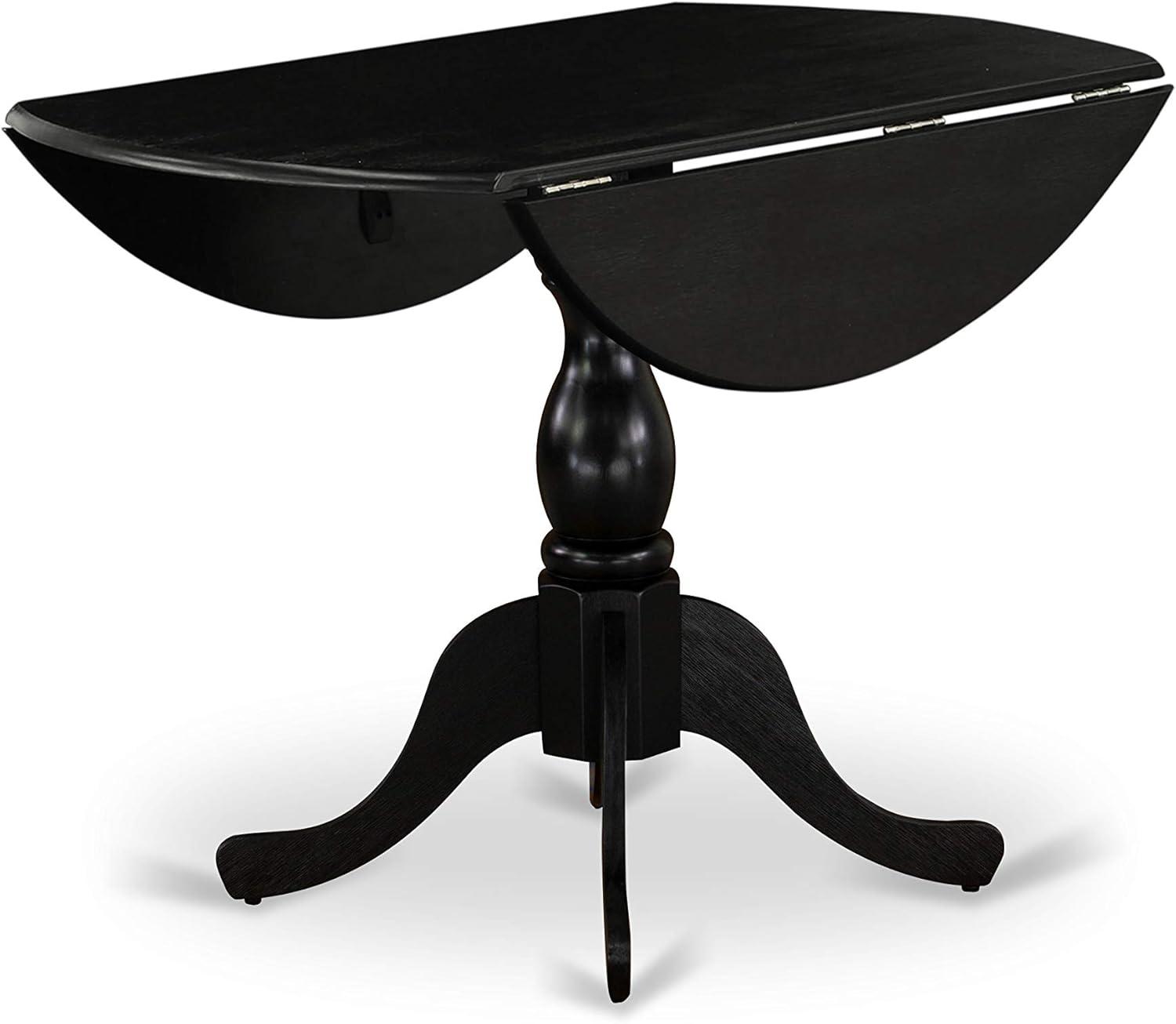 East West Furniture Dublin Wood Dining Table with Pedestal Legs in Black