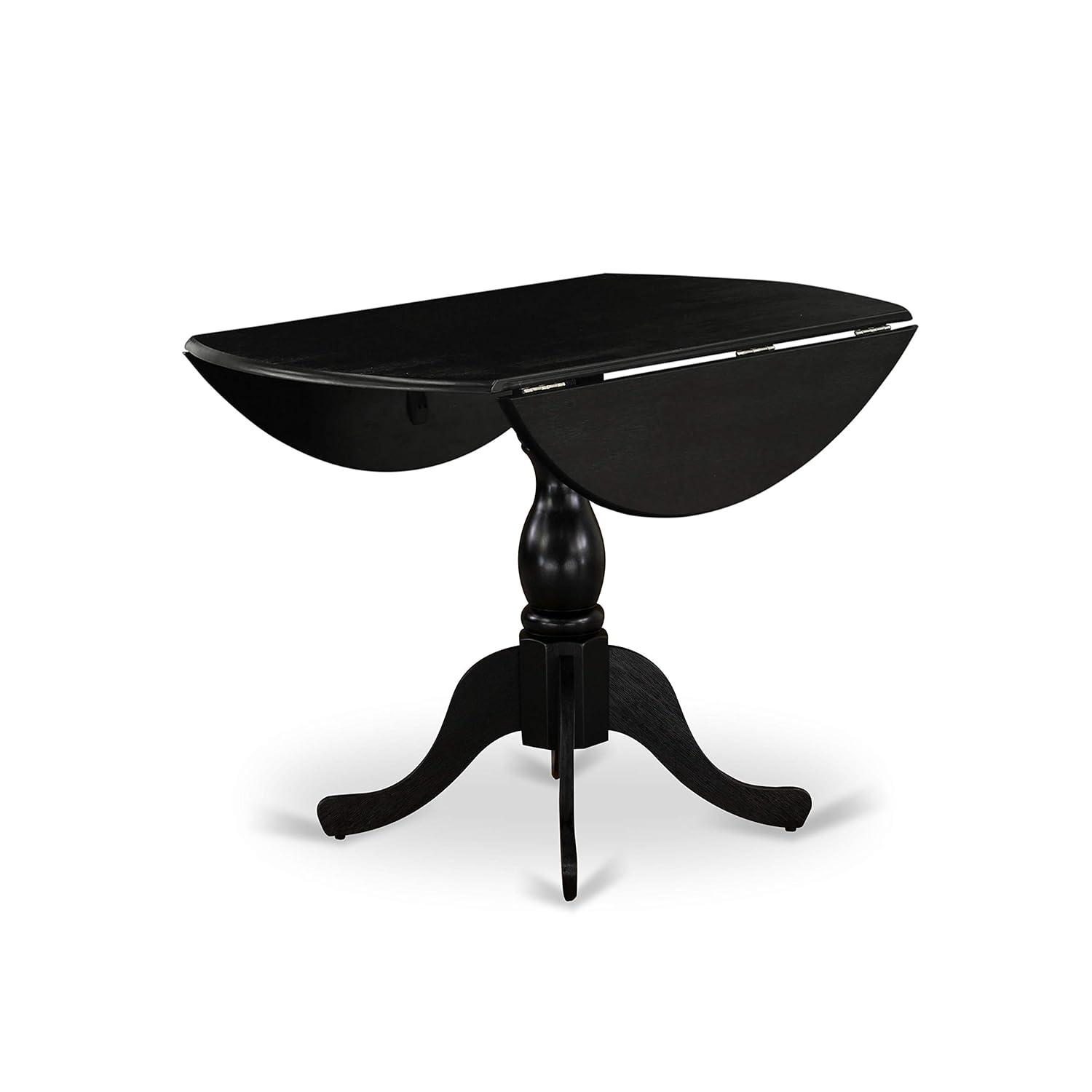 East West Furniture Dublin Wood Dining Table with Pedestal Legs in Black