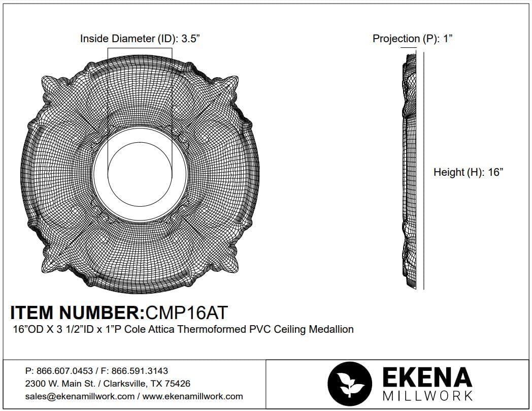 Attica Thermoformed PVC Ceiling Medallion