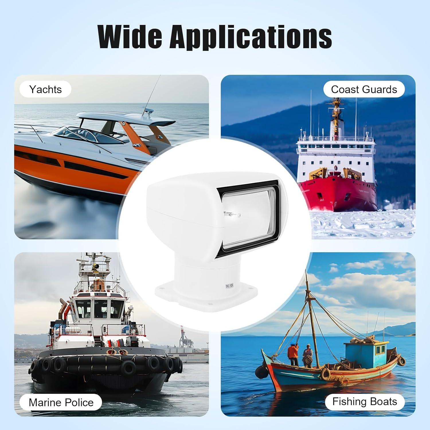 White Halogen Remote-Controlled Outdoor Boat Spotlight