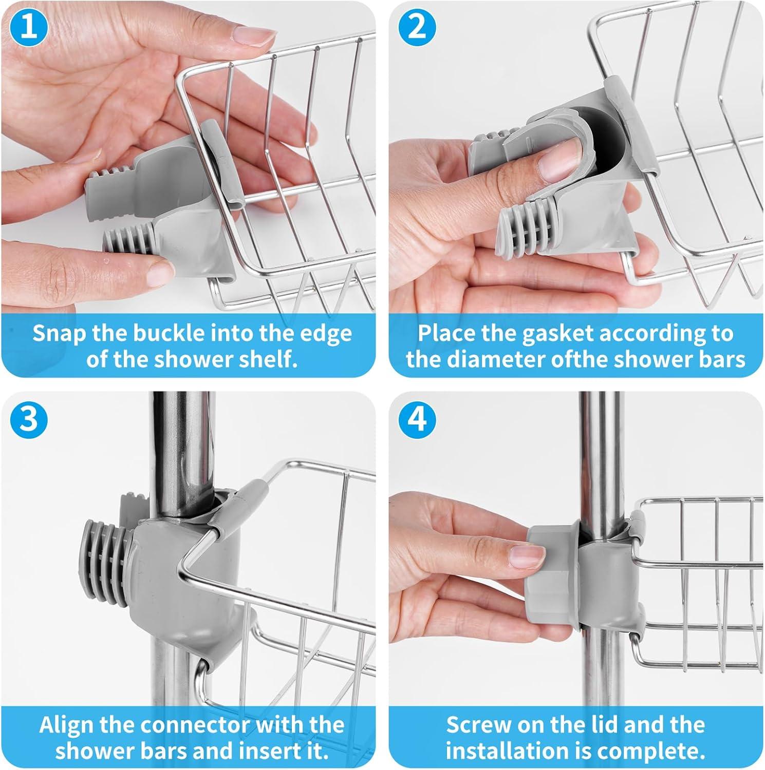 Rebrilliant Janay Tension Pole Stainless Steel Shower Caddy