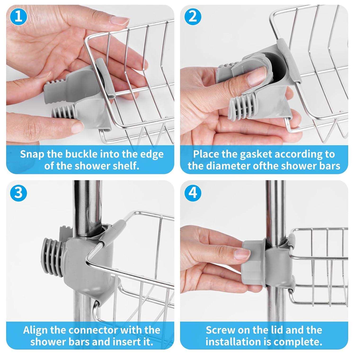 Rebrilliant Janay Tension Pole Stainless Steel Shower Caddy