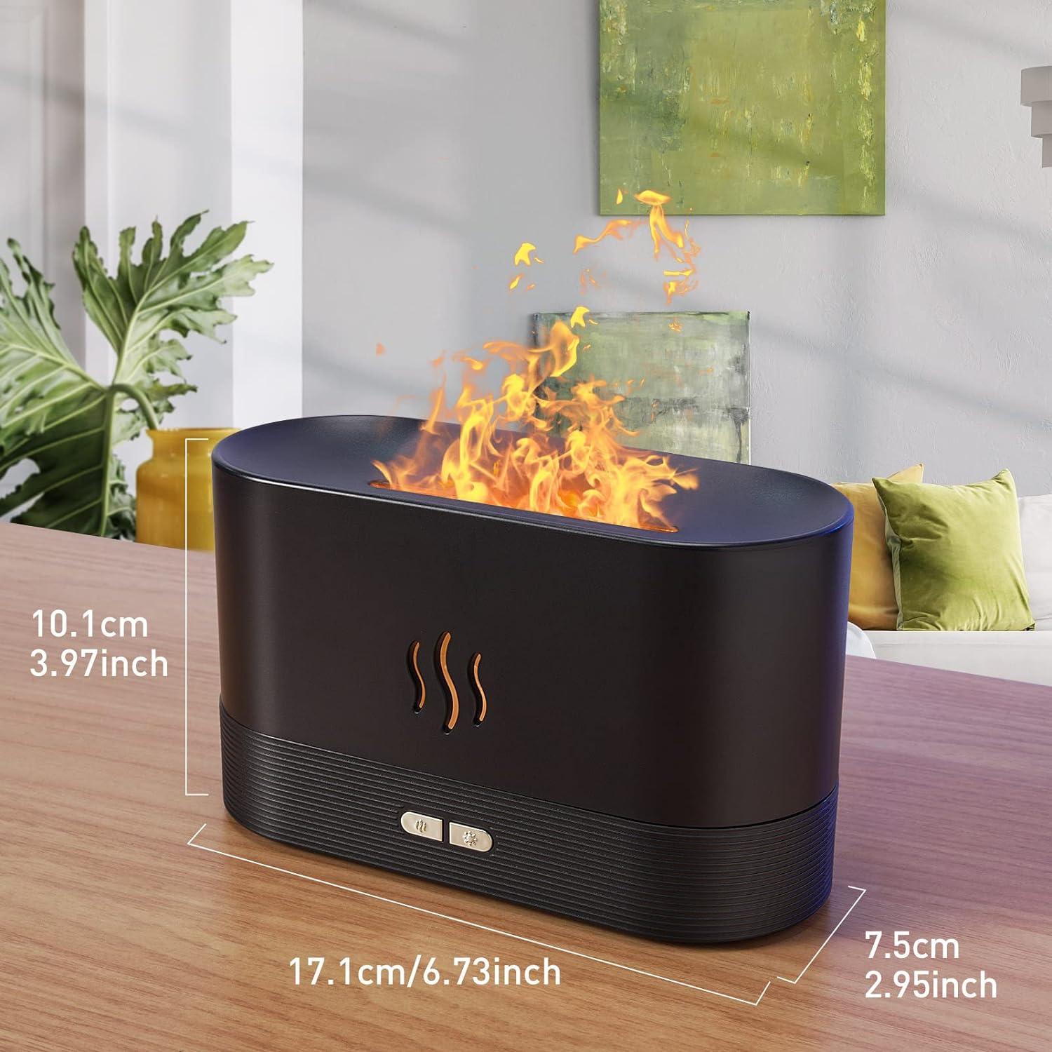 Black USB Electric Aroma Diffuser with Colorful Flame Effect