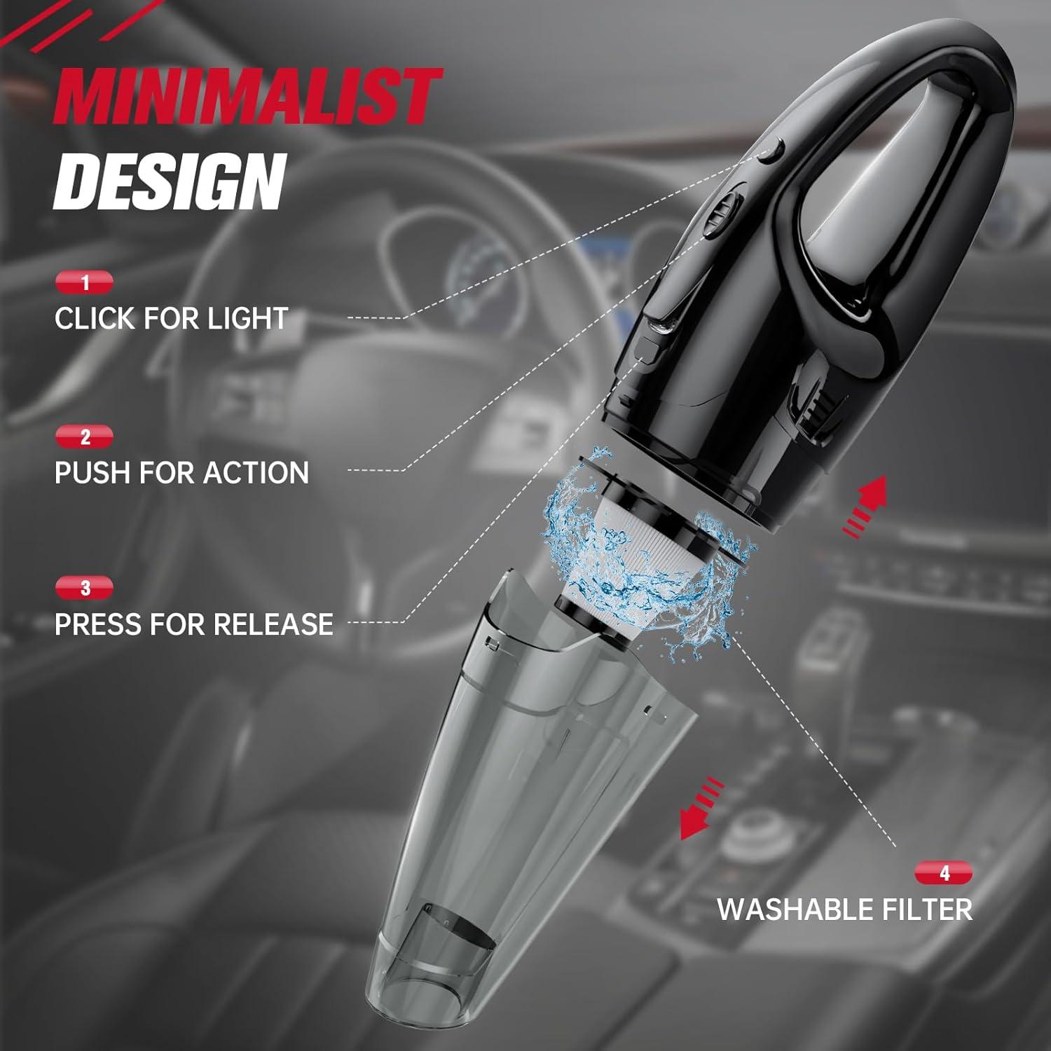 Handheld Vacuum Cordless Rechargeable, Dust Busters Cordless Rechargeable With LED, USB Charge, 1.65Lbs Hand Vacuum, Hand Vacuums For Car/Home/Pet