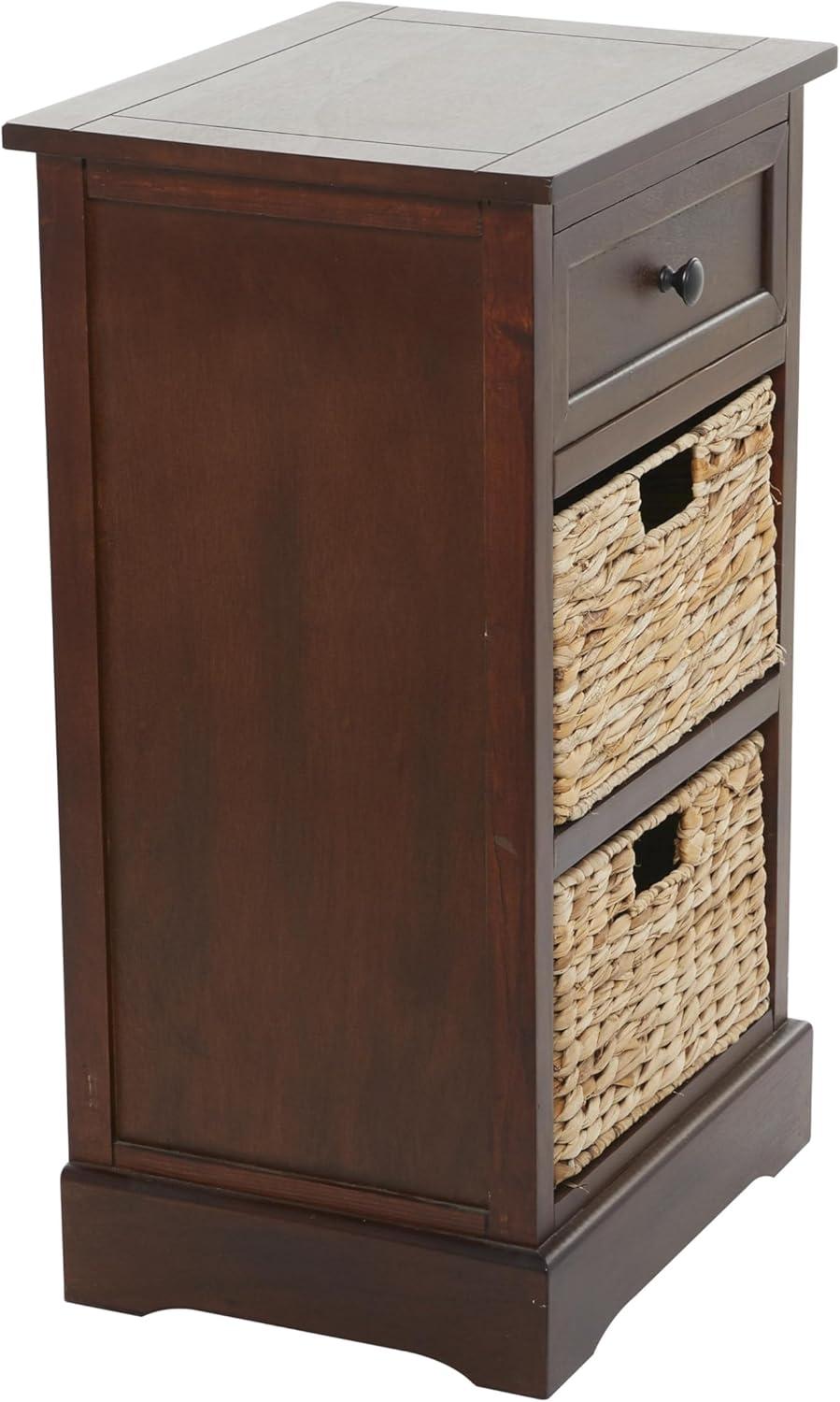 Wooden Side Chest with Wicker Drawers Brown - Olivia & May