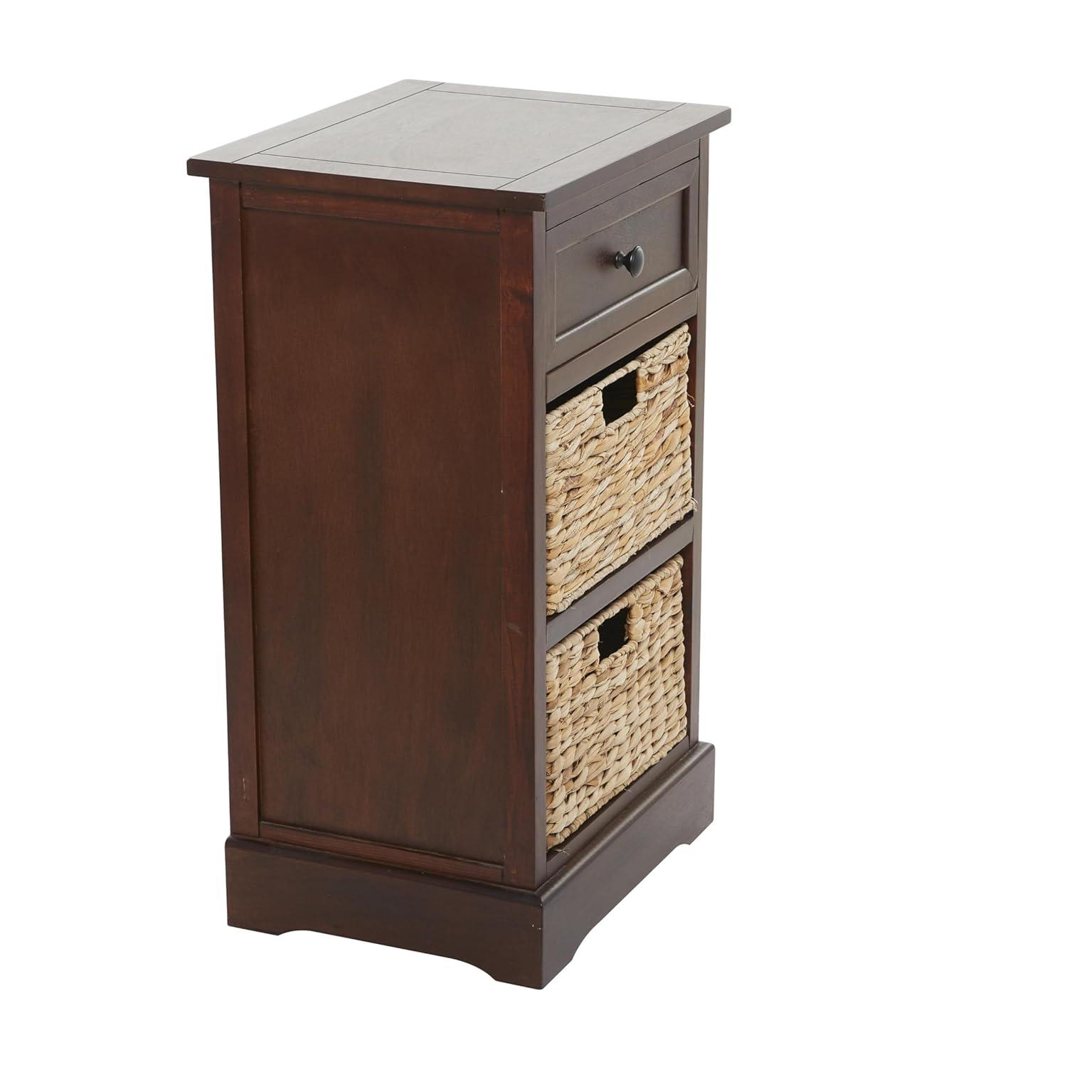 Wooden Side Chest with Wicker Drawers Brown - Olivia & May