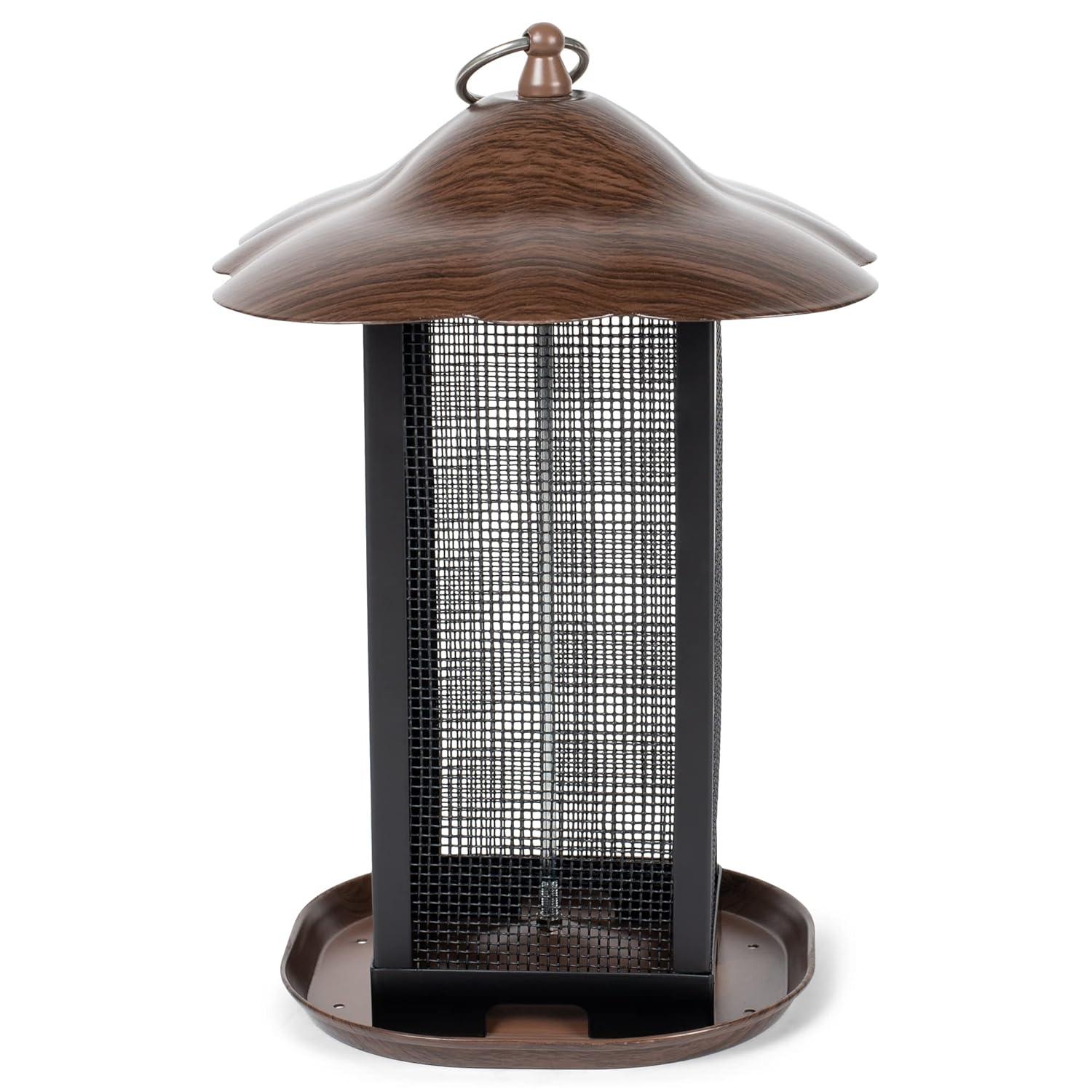 Cottage Garden Hanging 11 inch Cherry Woodgrain Finish Heavy Duty Mesh Metal 3 Lb. Bird Feeder