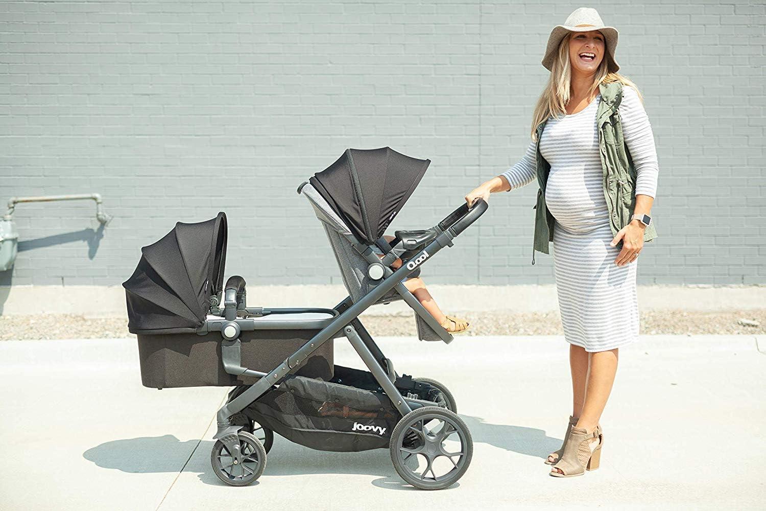 Joovy Qool Convertible Modular Single Double Triple Stroller - Gray
