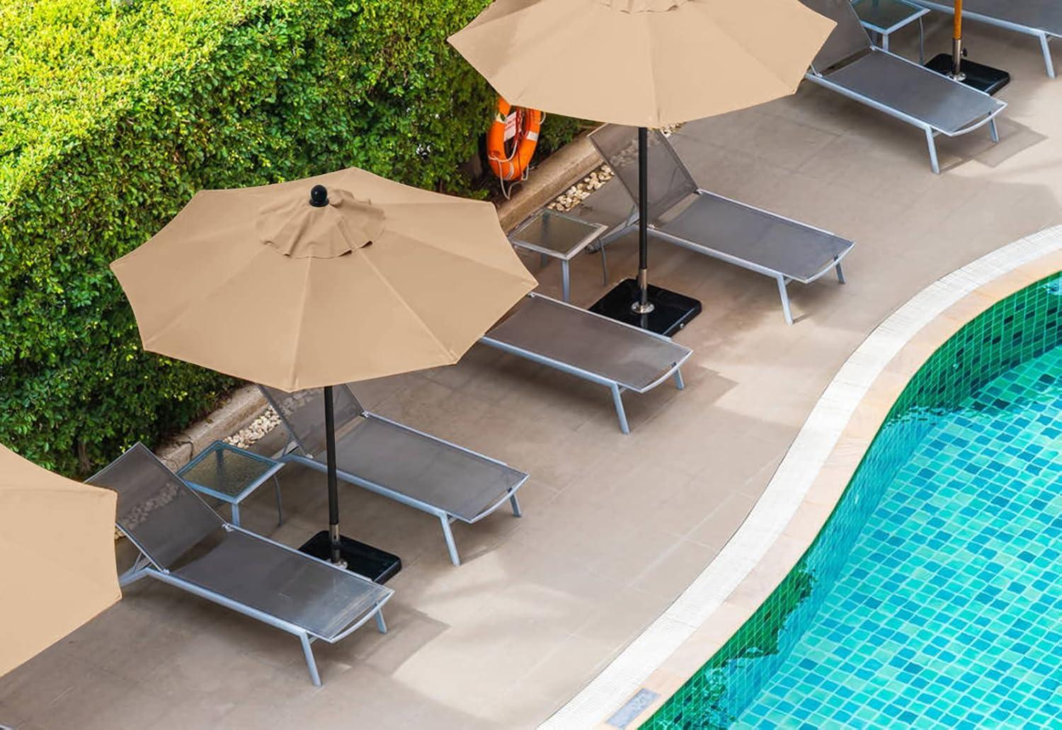 Beige 9 ft Round Cantilever Patio Umbrella with Aluminum Pole