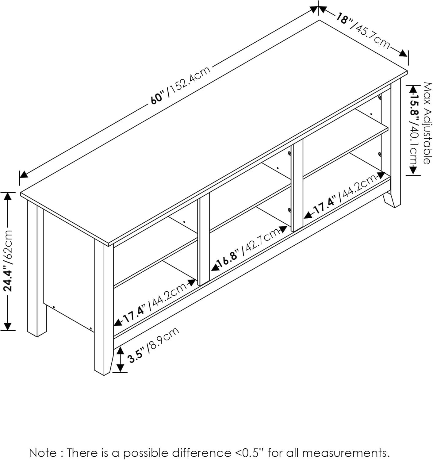 Solid White 60" Wood TV Entertainment Center with Mount