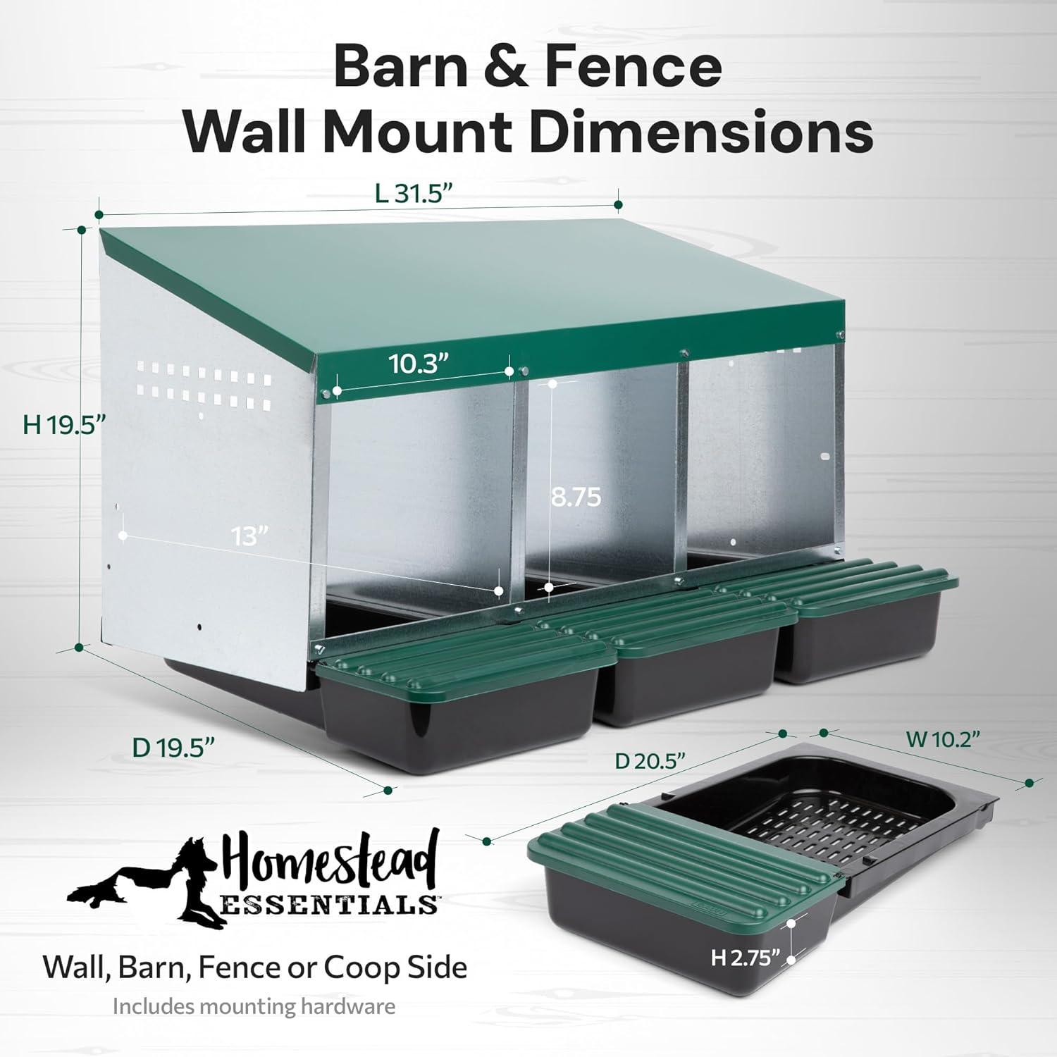 Compact Style 3 Compartment, Forward Rollout & Rollaway, Hen & Chicken Nesting Box with Protective Egg Laying Collection Lids